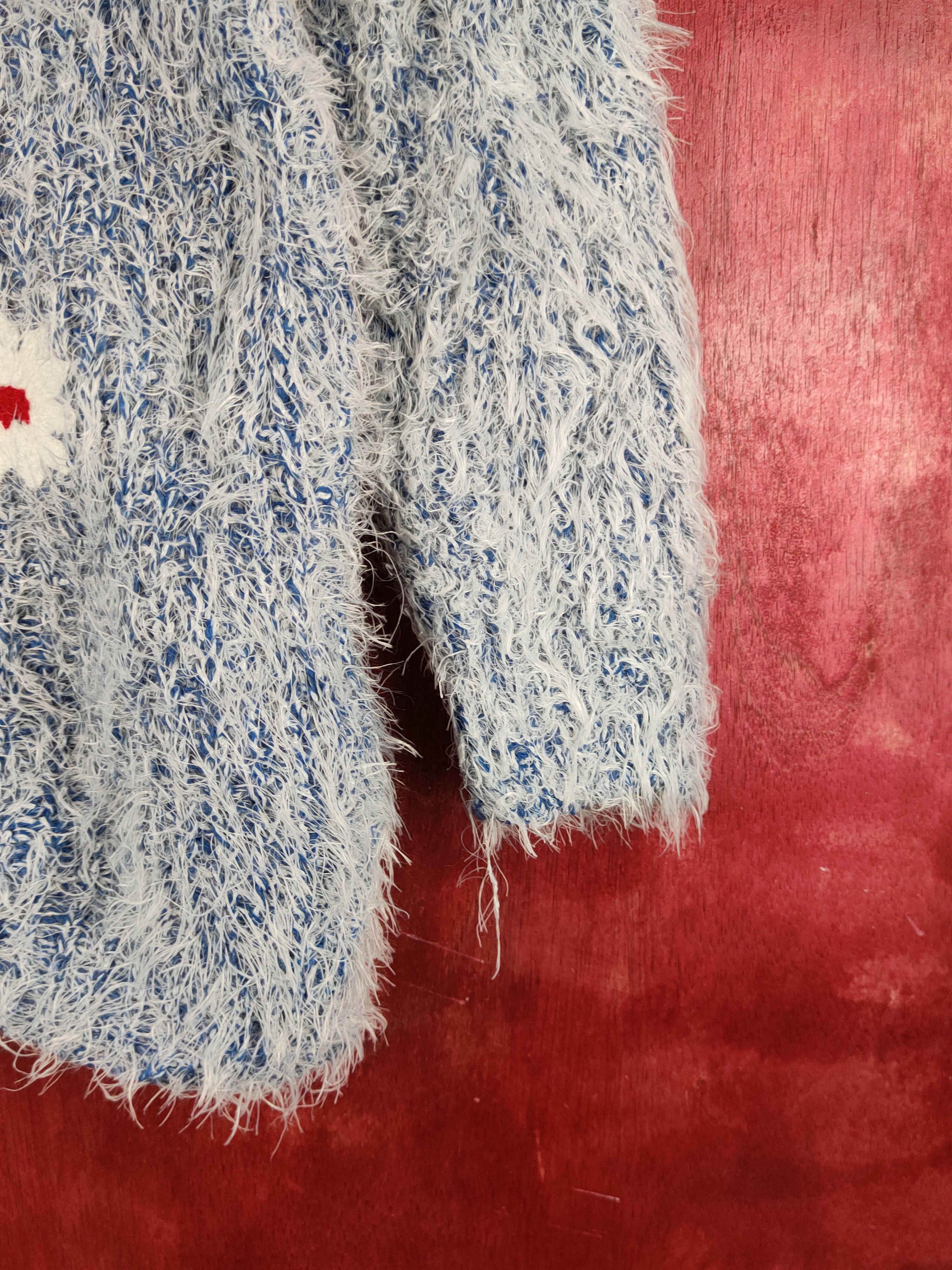 Homespun Knitwear Innocente White Blue Shag Shaggy Fur Mohair Knitwear #S1966 Size M / US 6-8 / IT 42-44 - 6 Thumbnail