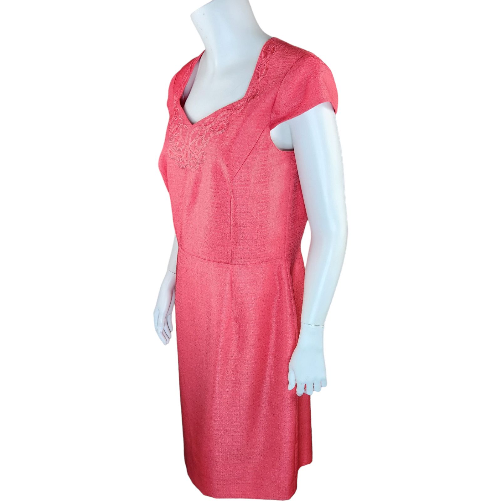 Preston & York Preston & York Womens 8 Coral Sheath Midi Dress Lined Size M / US 6-8 / IT 42-44 - 12 Thumbnail