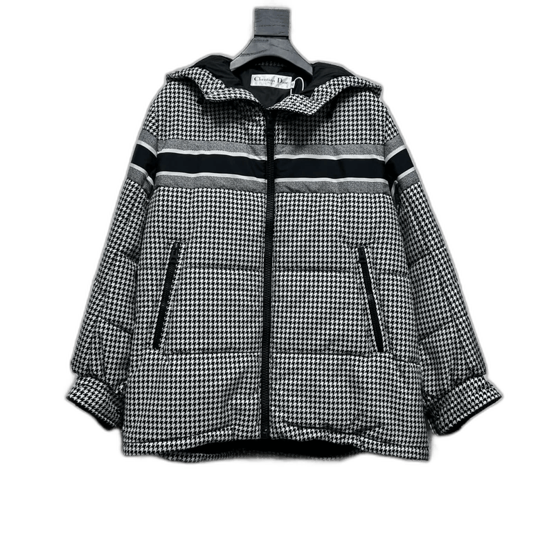 DIOR Houndstooth Pattern Puff Jacket