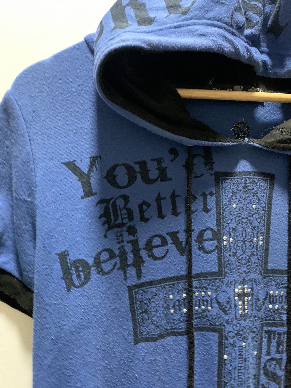 If Six Was Nine Y2k Dig Deep poem Cross skull Punk style hood Tee Size US M / EU 48-50 / 2 - 8 Thumbnail