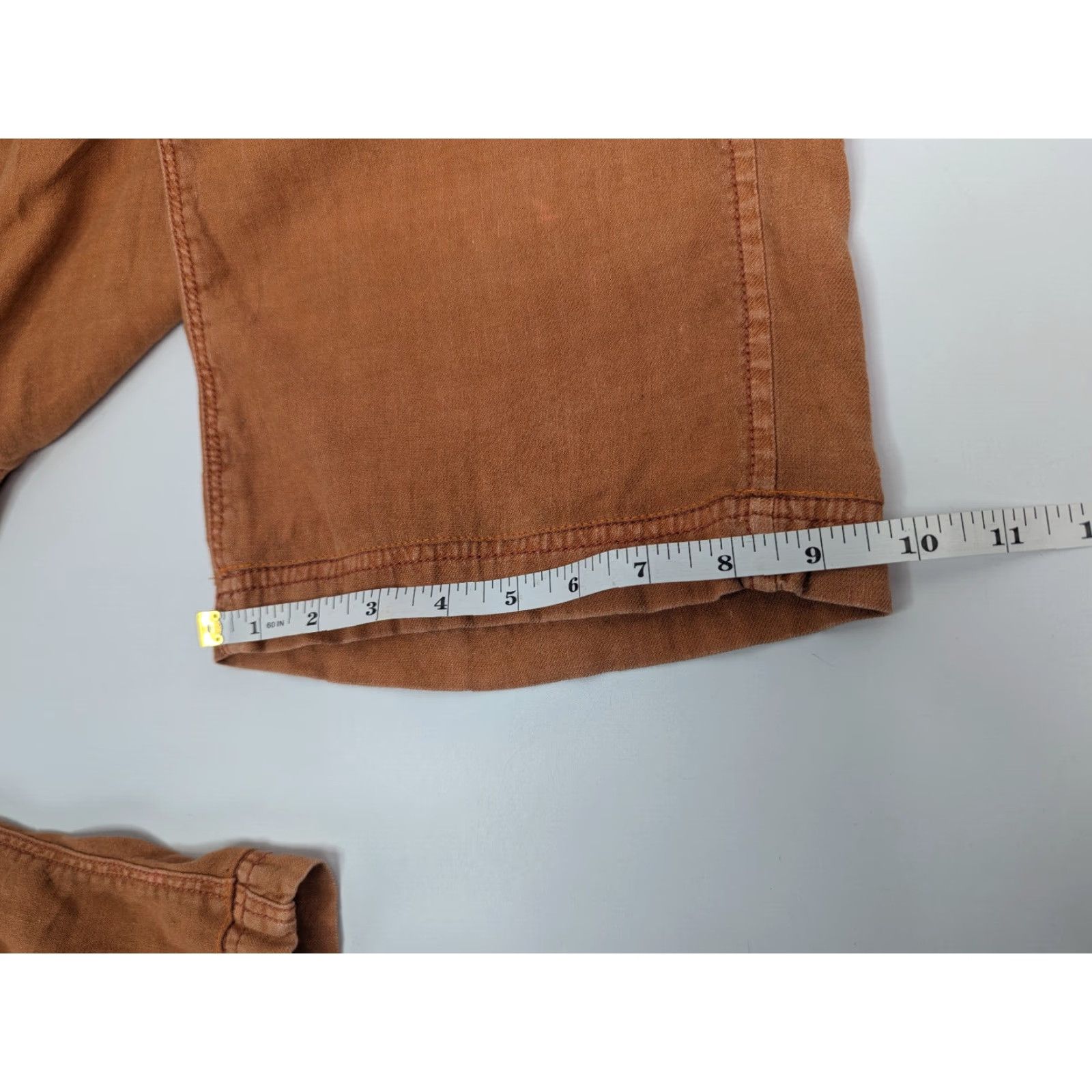 Vintage American Eagle Pants Wide-Leg Cropped Linen Women's 8 Orange Festival Boho Casual Travel Size 30" / US 8 / IT 44 - 7 Thumbnail