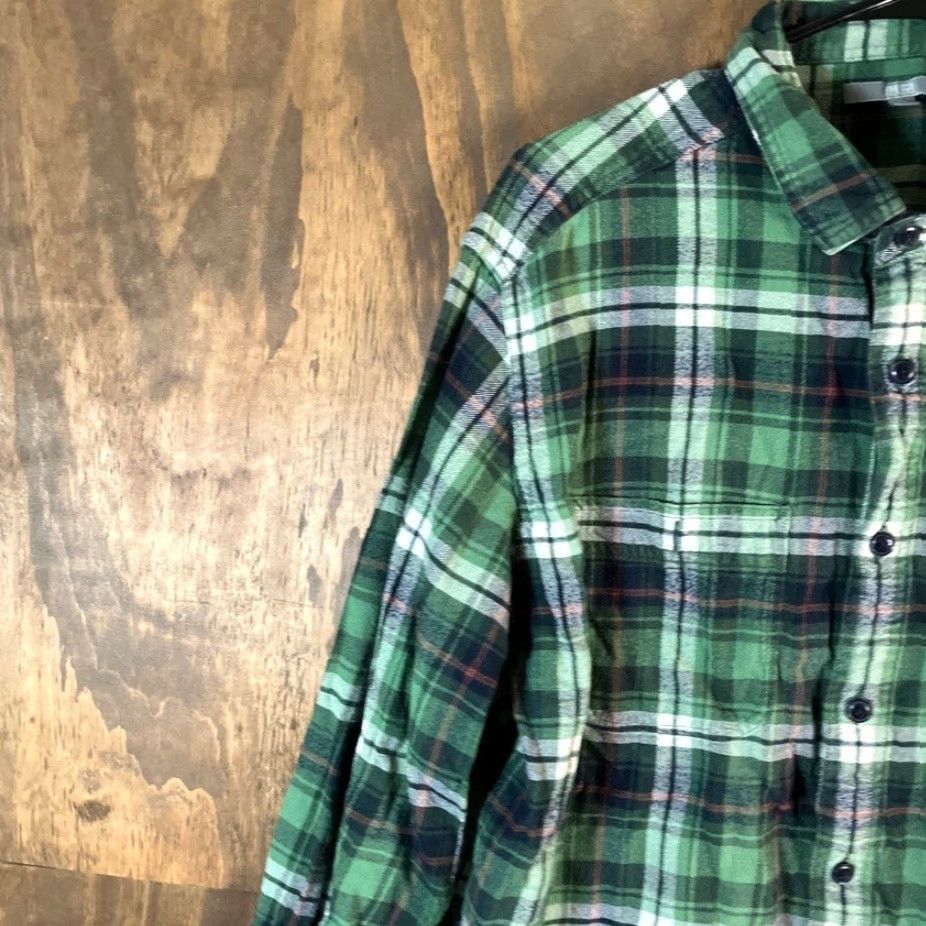Uniqlo Uniqlo Mens Shirt Green White Plaid Flannel Button-Down 100% Cotton XL (XL) (K) Size US XL / EU 56 / 4 - 4 Thumbnail