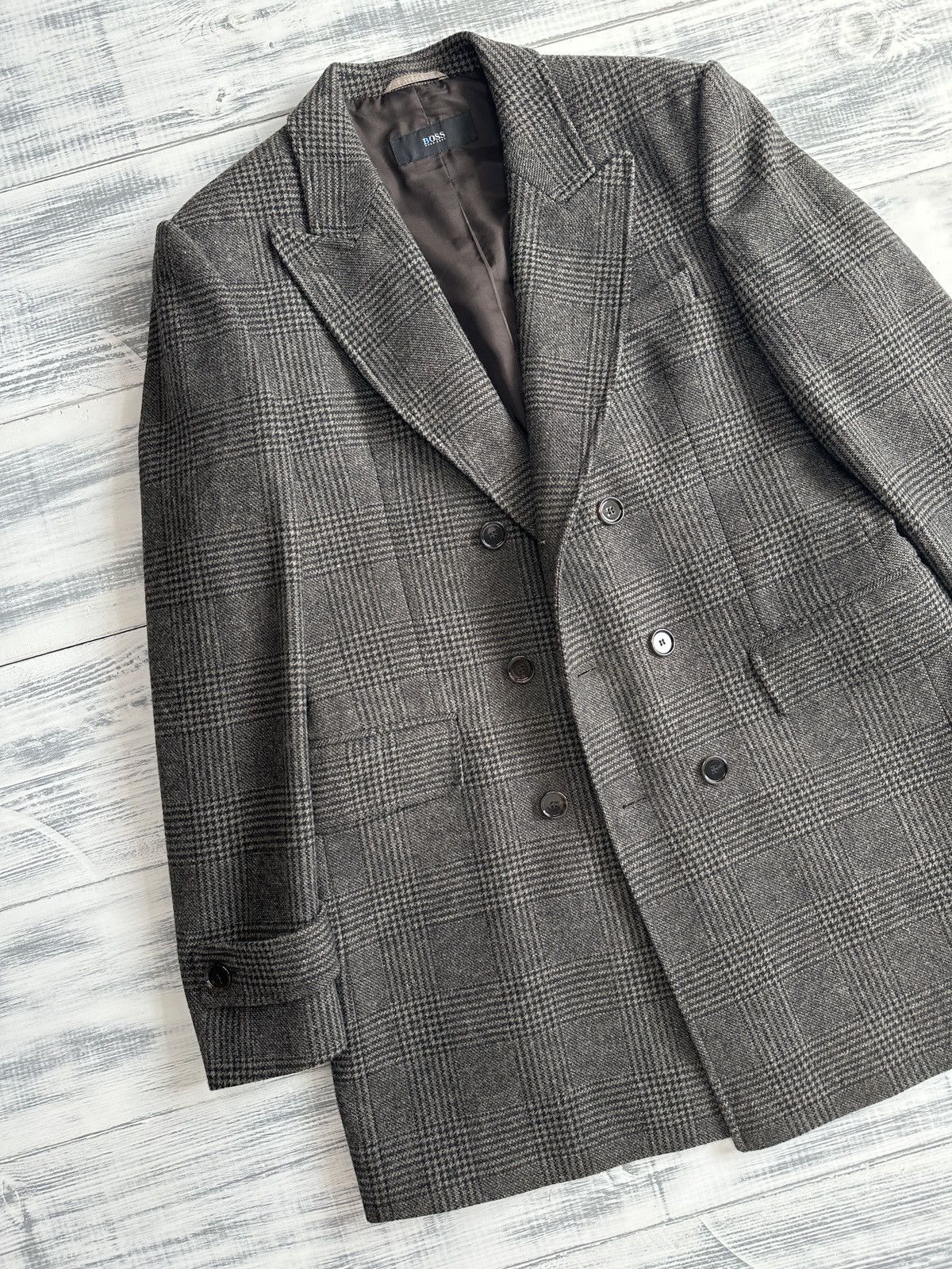 Hugo Boss HUGO BOSS Plaid Check Double Breasted Wool Coat Men’s US 42R Size US L / EU 52-54 / 3 - 11 Thumbnail