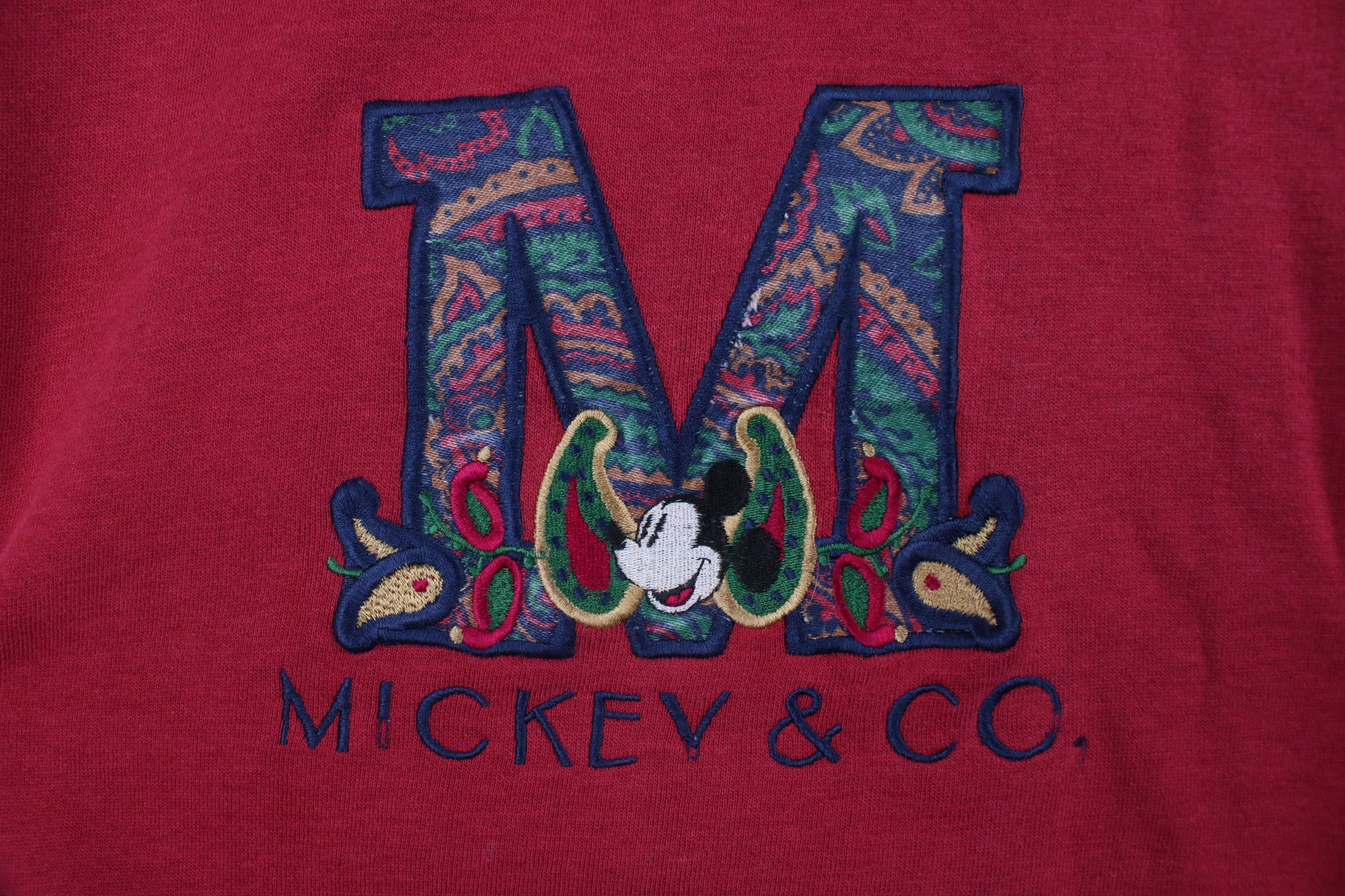 Disney × Vintage Vintage 90s Disney Paisley Mickey Mouse Sweatshirt Red Size L / US 10 / IT 46 - 4 Thumbnail