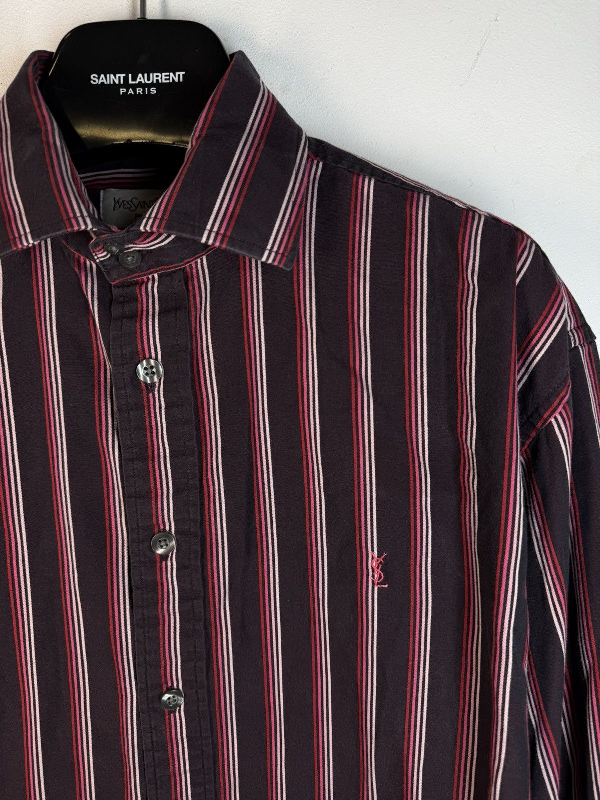Yves Saint Laurent Black/Red YSL Shirt Striped Size US M / EU 48-50 / 2 - 1 Thumbnail