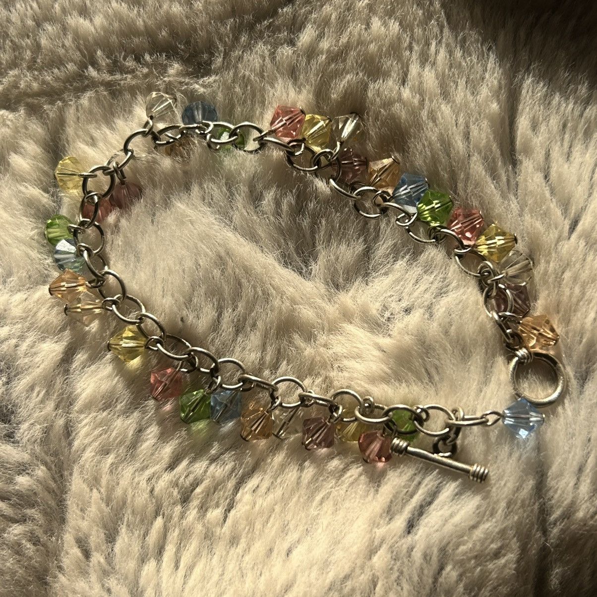 Vintage Pastel crystal 925 sterling silver bracelet Size ONE SIZE - 5 Thumbnail