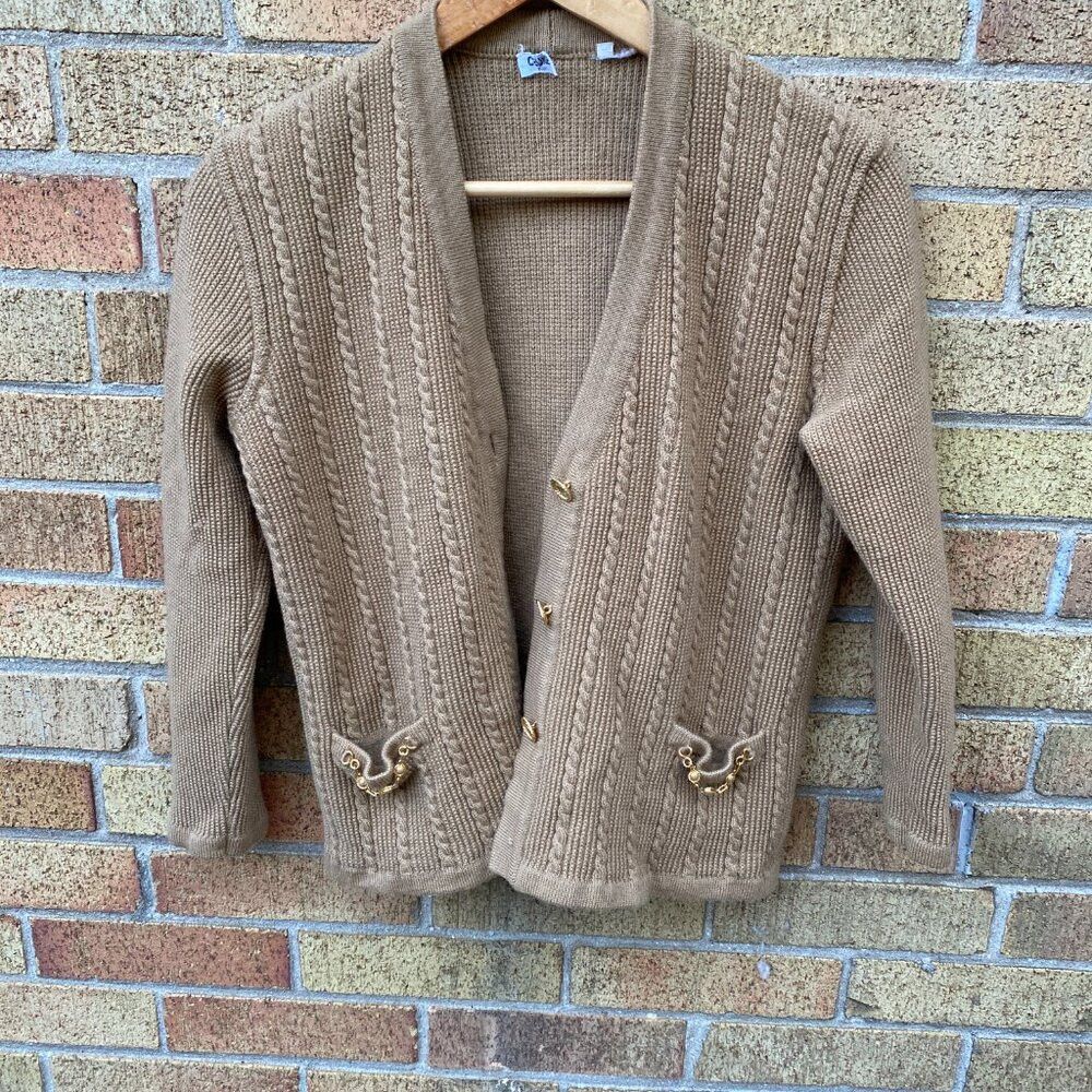 Celine Vintage 1970s Celine Paris 100% Wool Knit Cardigan Sweater Size L / US 10 / IT 46 - 5 Thumbnail