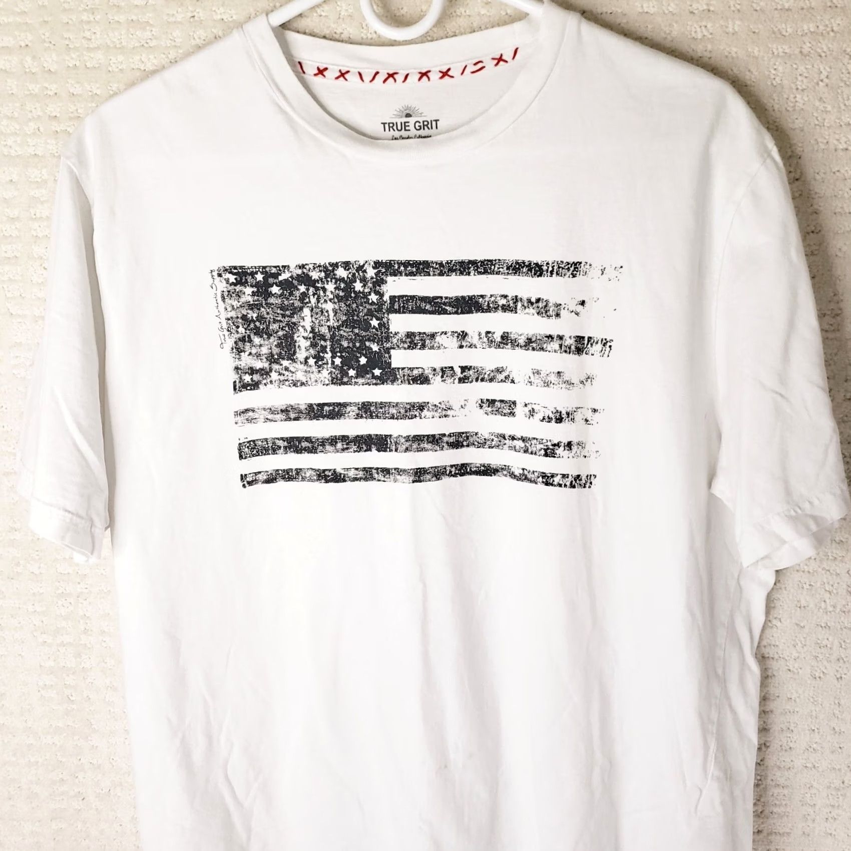 Vintage True Grit Men's M White 100% Cotton T-Shirt US Flag Size US M / EU 48-50 / 2 - 2 Thumbnail