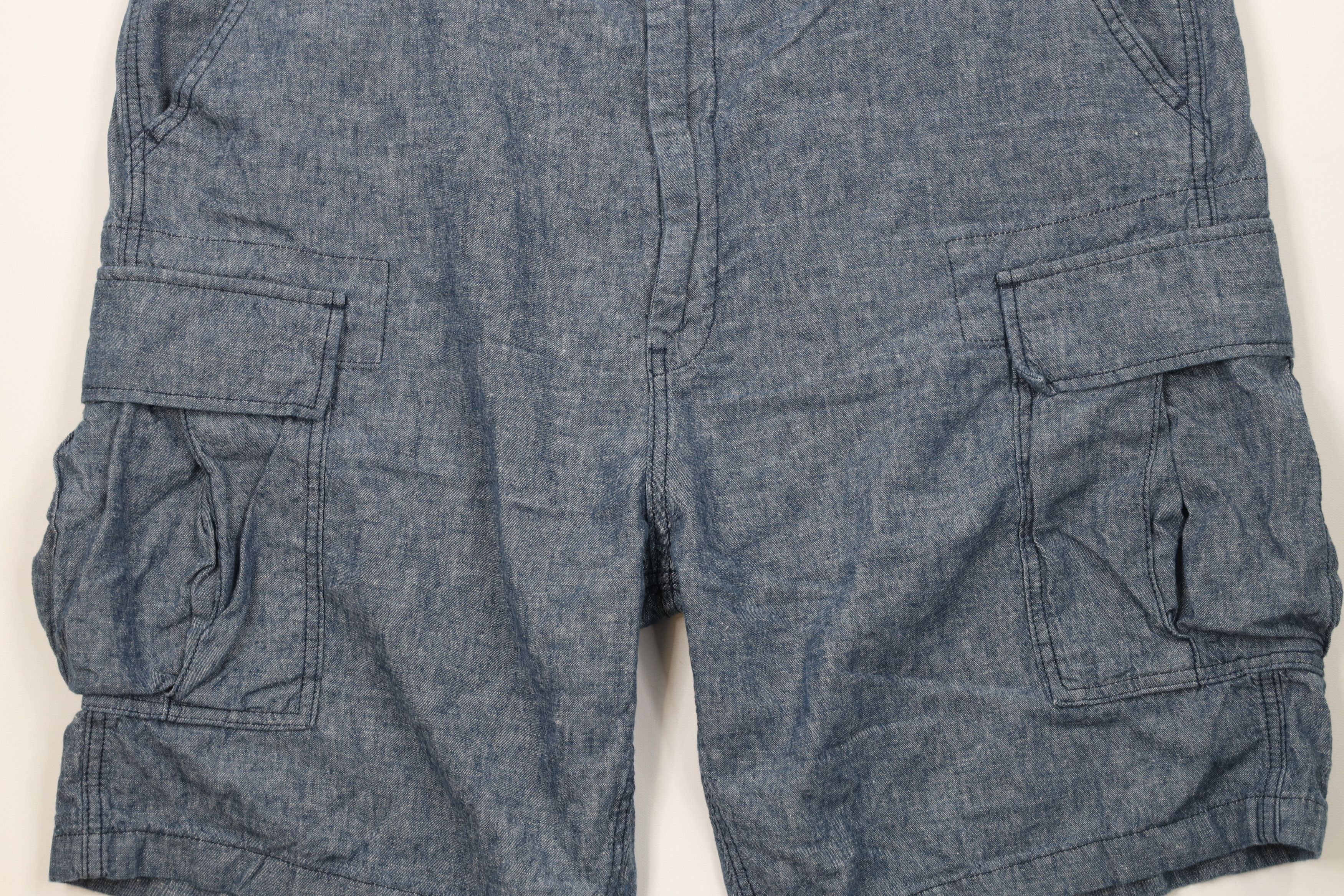 Levi's × Vintage Vintage Y2K Levis Linen Blend Cargo Shorts Chambray Blue Size US 40 / EU 56 - 3 Thumbnail