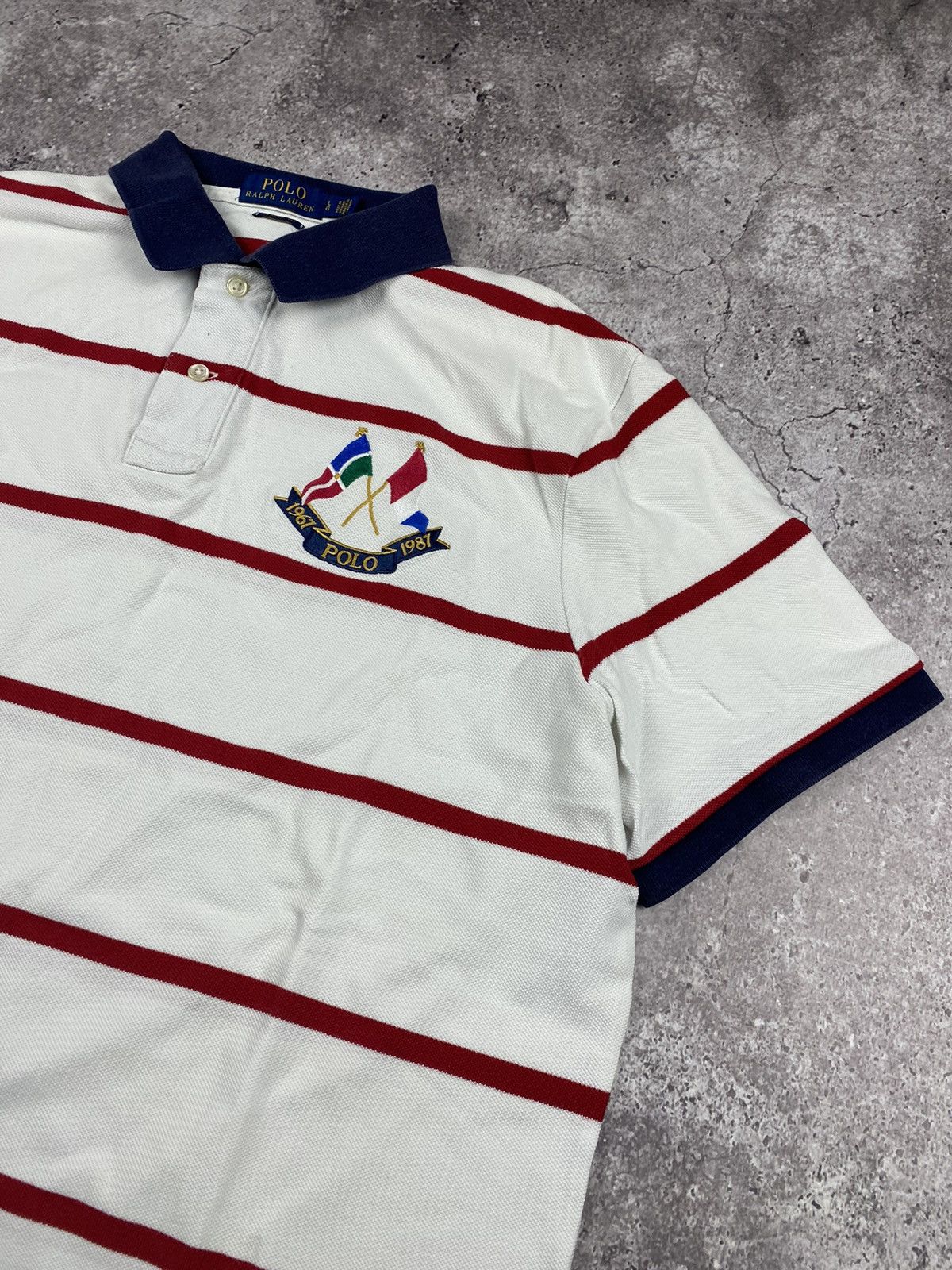 Polo Ralph Lauren × Vintage Polo Ralph Lauren vintage Y2K cross flags striped polo shirt Size US L / EU 52-54 / 3 - 5 Thumbnail