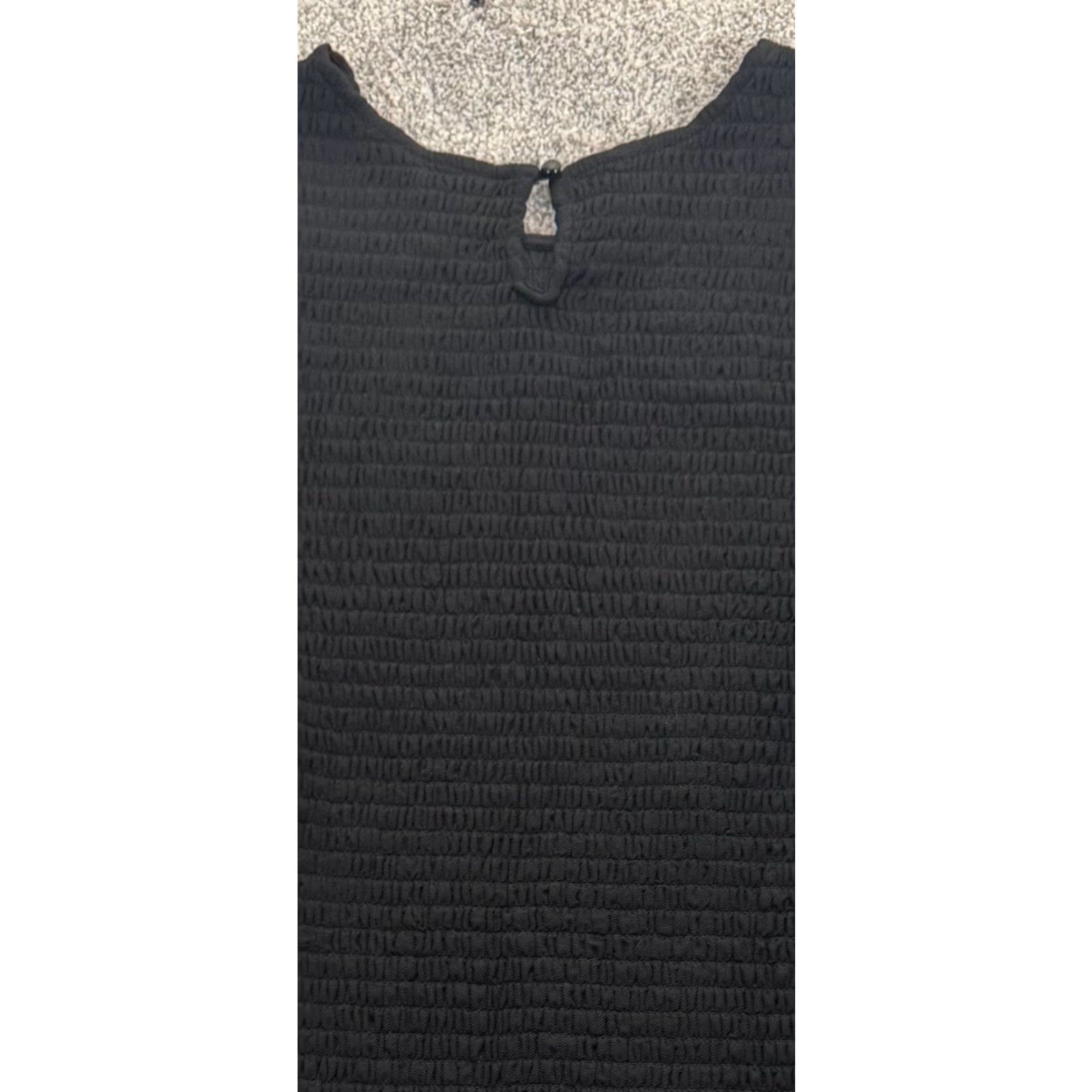 Vintage Cato Dress L Black Nylon Short Sleeve Round Neck Party Grunge Fit & Flare Knee Length Women Size L / US 10 / IT 46 - 7 Thumbnail