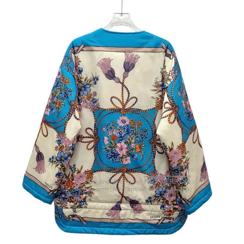 Gucci Gucci Multi-coloured floral print V-neck zipper long-sleev Size S / US 4 / IT 40 - 2 Thumbnail