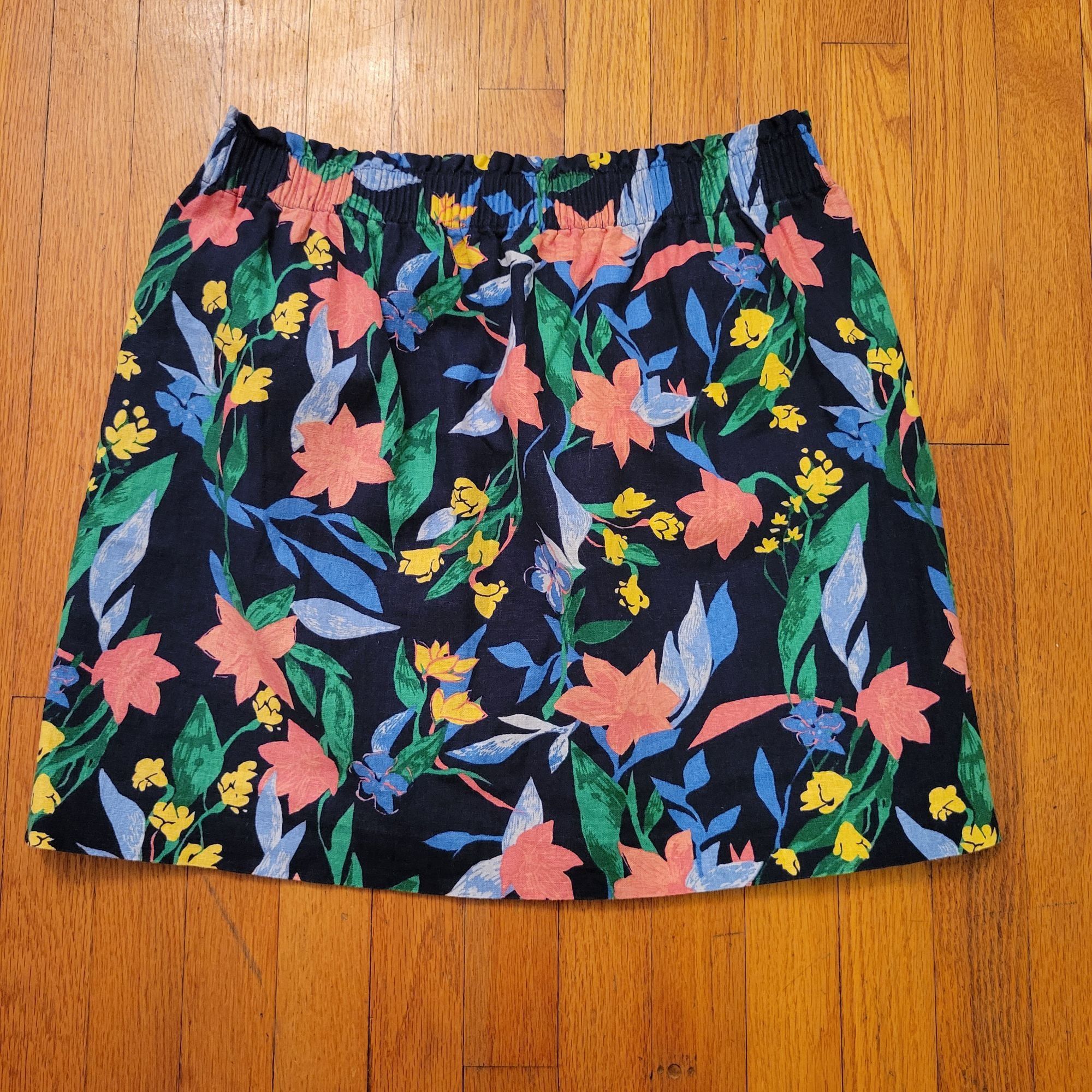 J.Crew J.Crew Floral Paper Bag Waist Mini Skirt 12 Linen Blend Pock Size 34" / US 12 / IT 48 - 6 Thumbnail