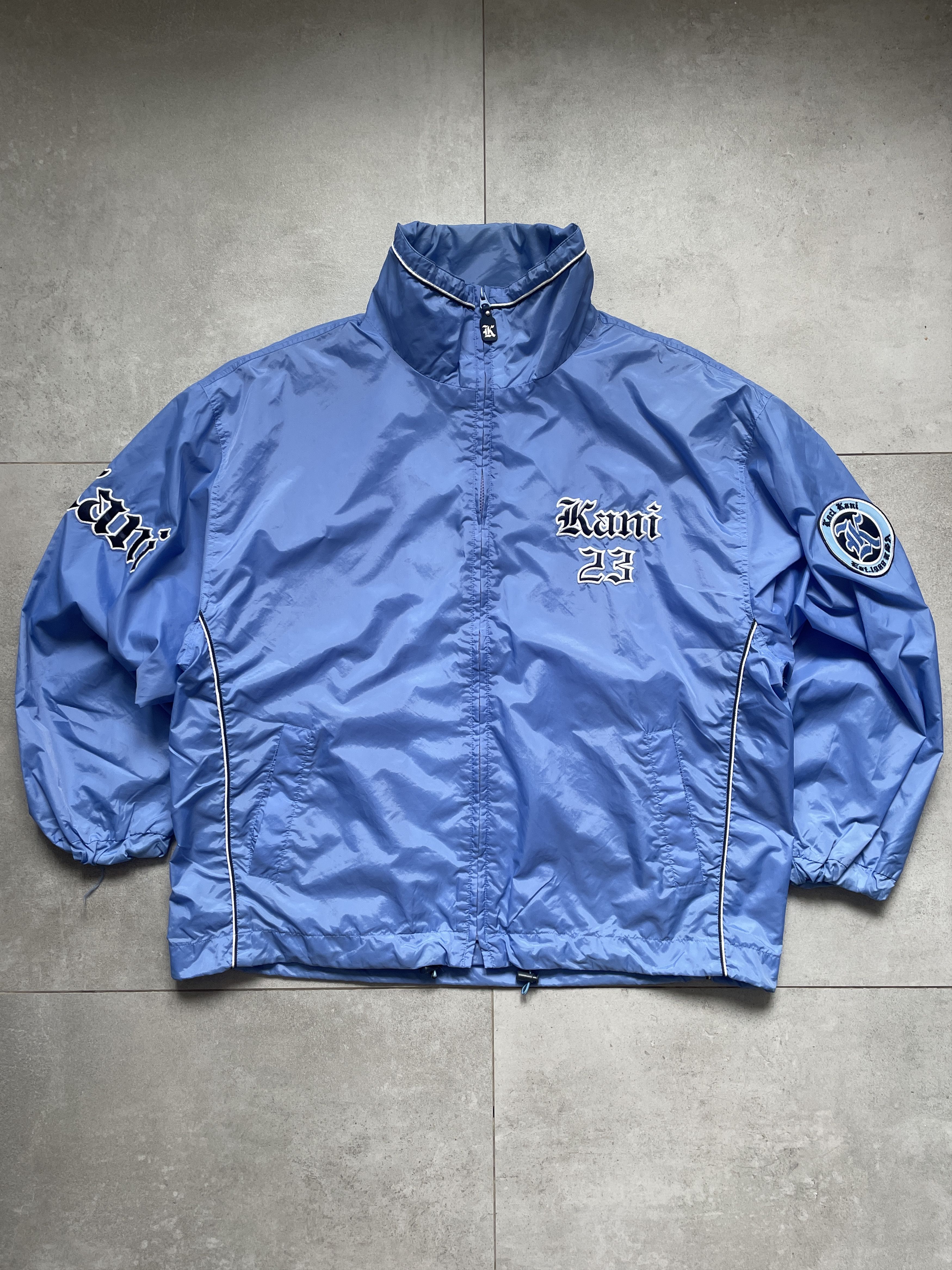 Y2K KARL KANI BLUE SOUTH CENTRAL BAGGY HIP HOP LIGHT JACKET