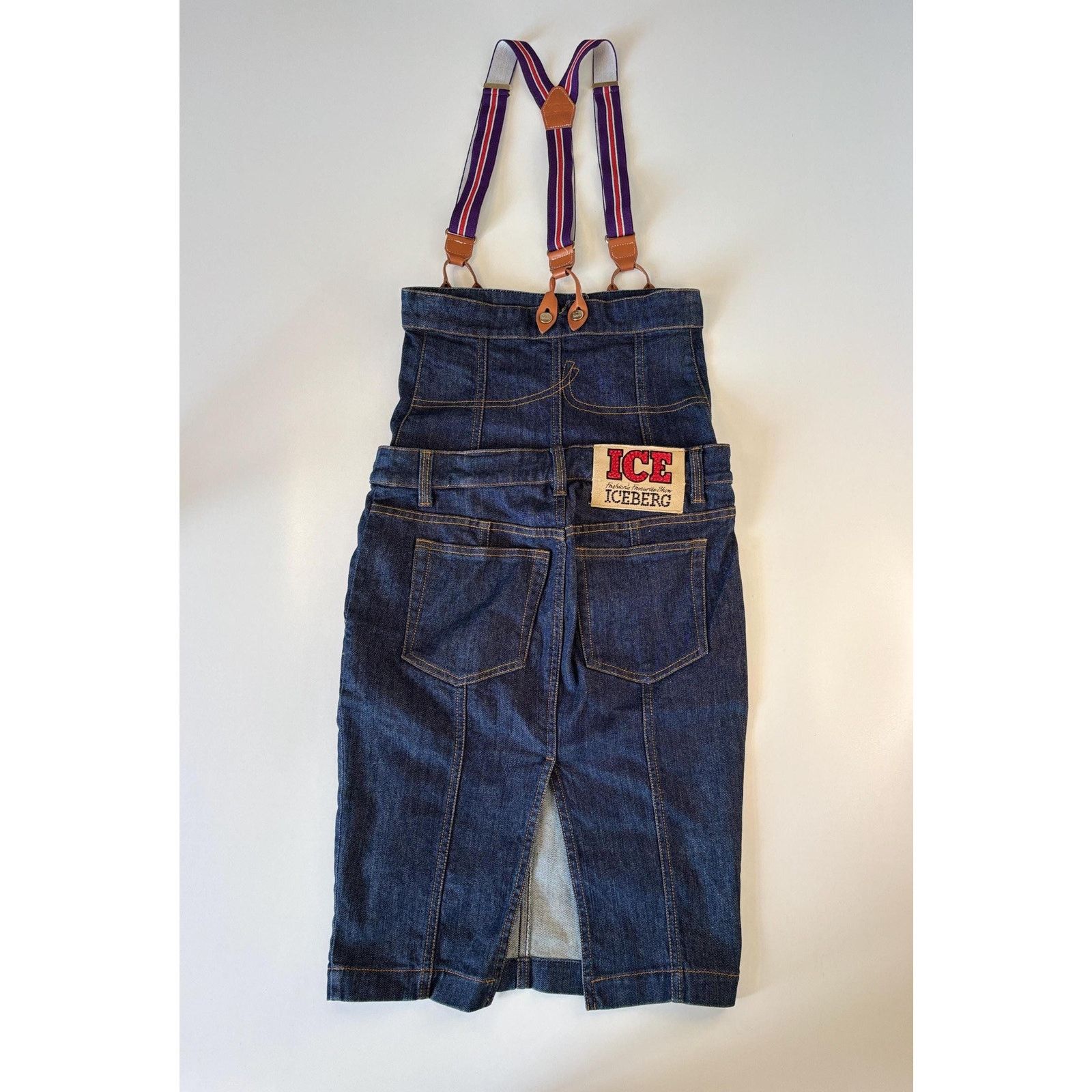 Iceberg Vintage Iceberg Denim Suspender Skirt Dress 90s Overall Size S / US 4 / IT 40 - 2 Thumbnail