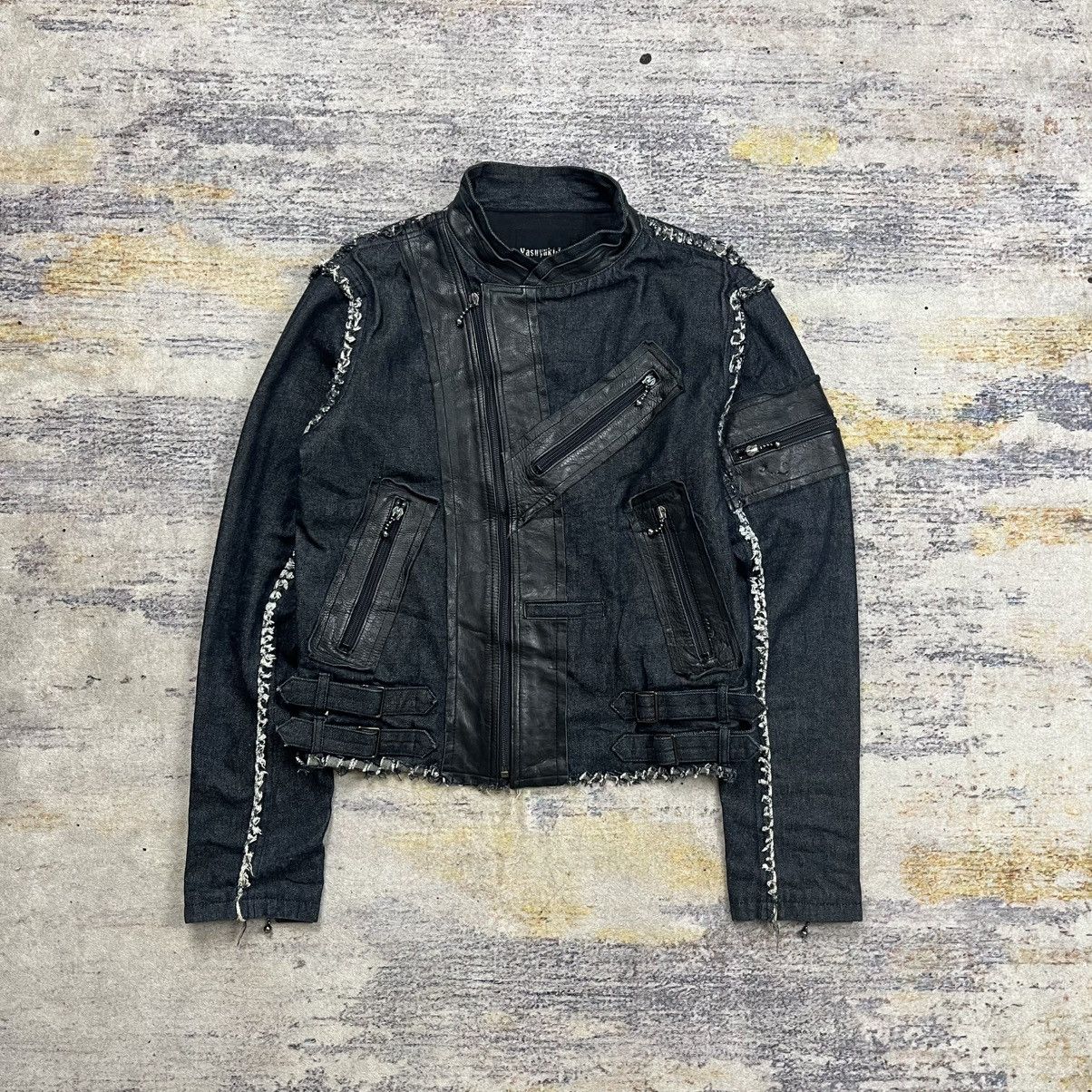 Yasuyuki ishii patchwork hybrid bikers jacket mix leather