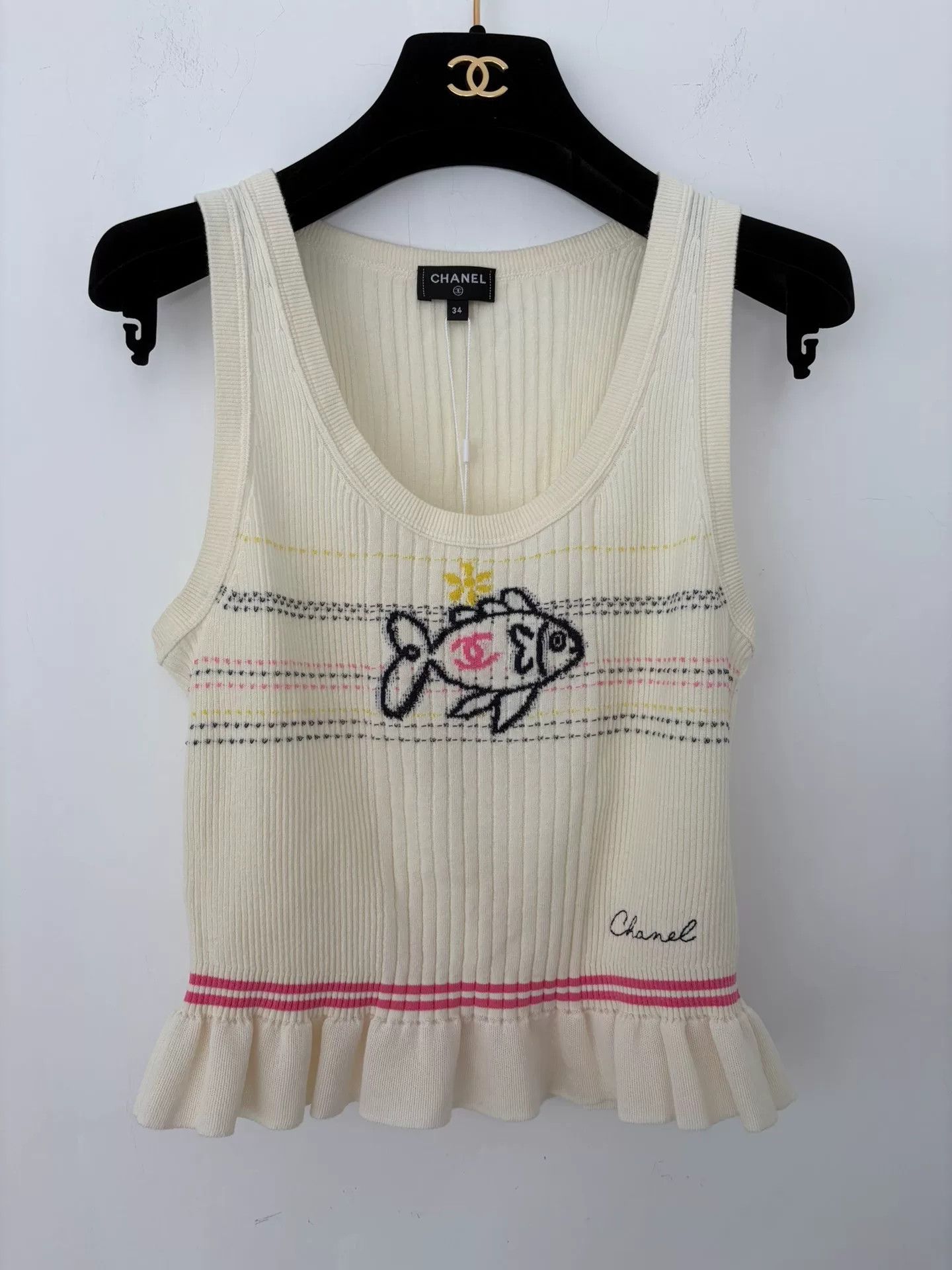 Chanel Chanel 25P Fish Knit Sleeveless Top Size US XS / EU 42 / 0 - 1 Thumbnail
