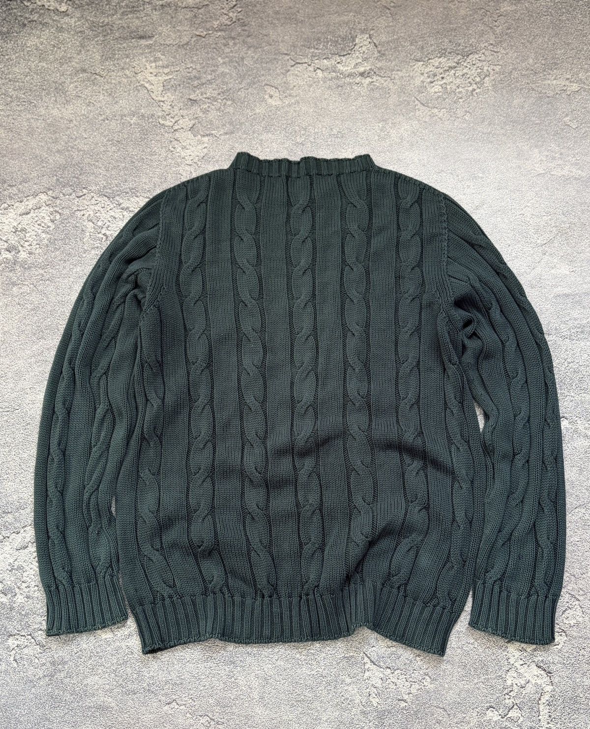 Burberry Burberry London Dark Green Cable Knit Cotton Sweater Size L Size US L / EU 52-54 / 3 - 2 Thumbnail