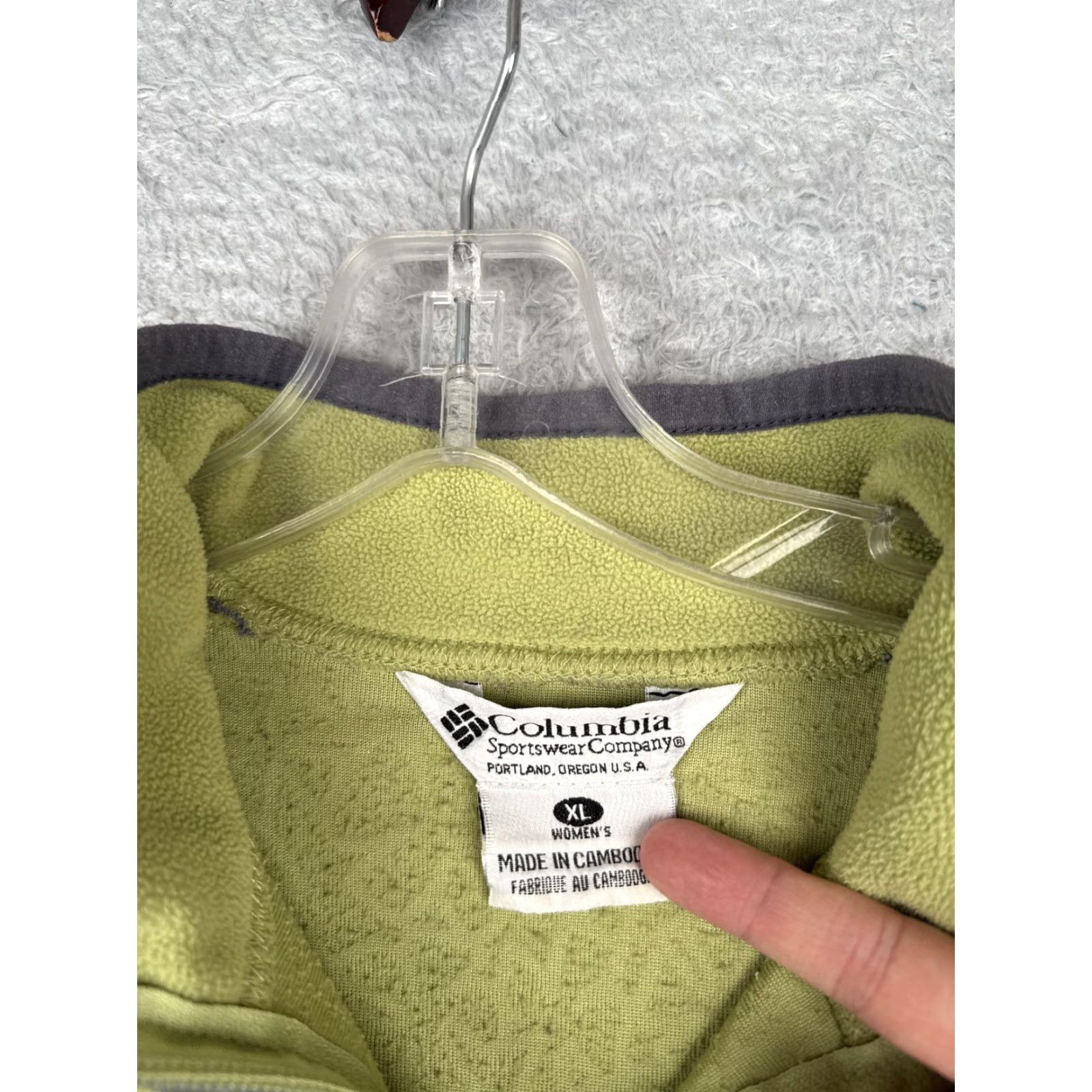 Vintage Columbia Fleece Sweater Womens XL Green 1/4 Zip Mock Neck Pocket Sleeve Hiking Size XL / US 12-14 / IT 48-50 - 6 Thumbnail