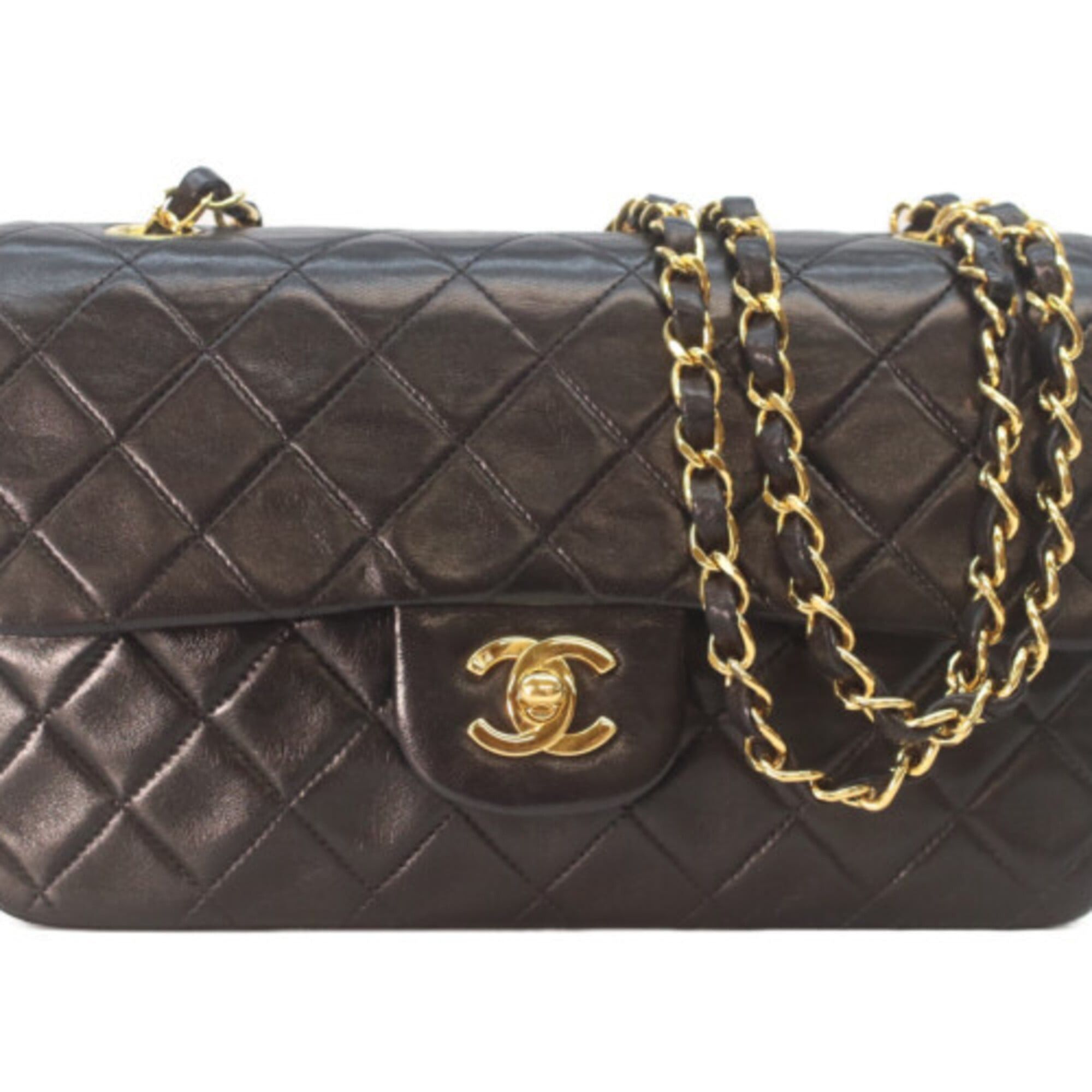 Chanel CHANEL A01113 Lambskin Double Flap Matelassé 23 Shoulder Bag, Black with Gold Hardware, Women's Size ONE SIZE - 1 Thumbnail
