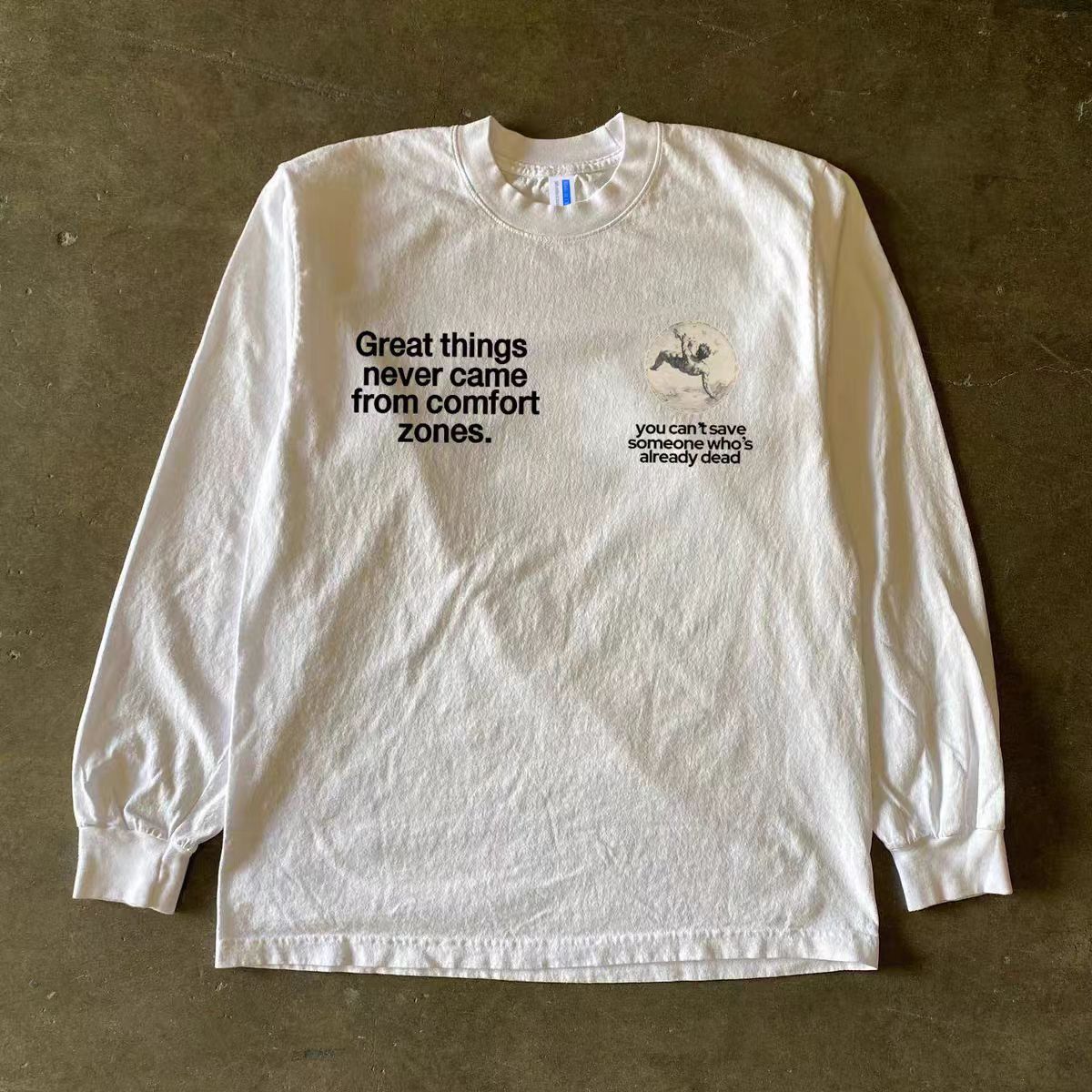 Vintage White washed retro street hip-hop print long-sleeved t-shirt Size US M / EU 48-50 / 2 - 2 Thumbnail