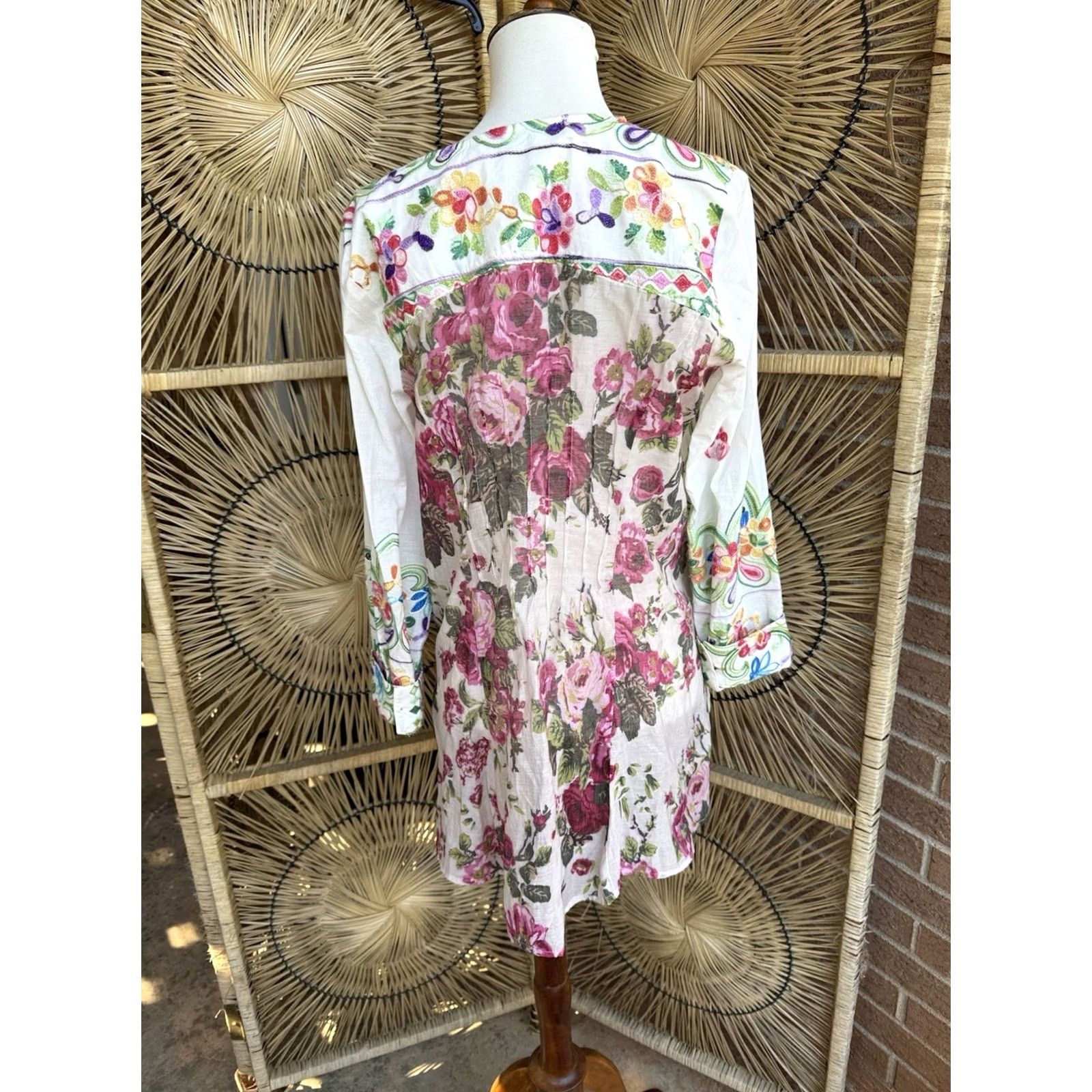 Soft Surroundings Soft Surroundings Blouse Tunic Women Small Multicolor Floral Embroidered Cotton Boho Festival Size S / US 4 / IT 40 - 5 Thumbnail