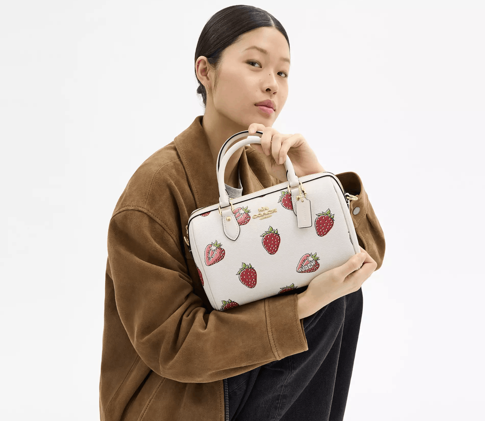 Coach Rowan Satchel Bag With Strawberry Print CAL63 Size ONE SIZE - 6 Thumbnail