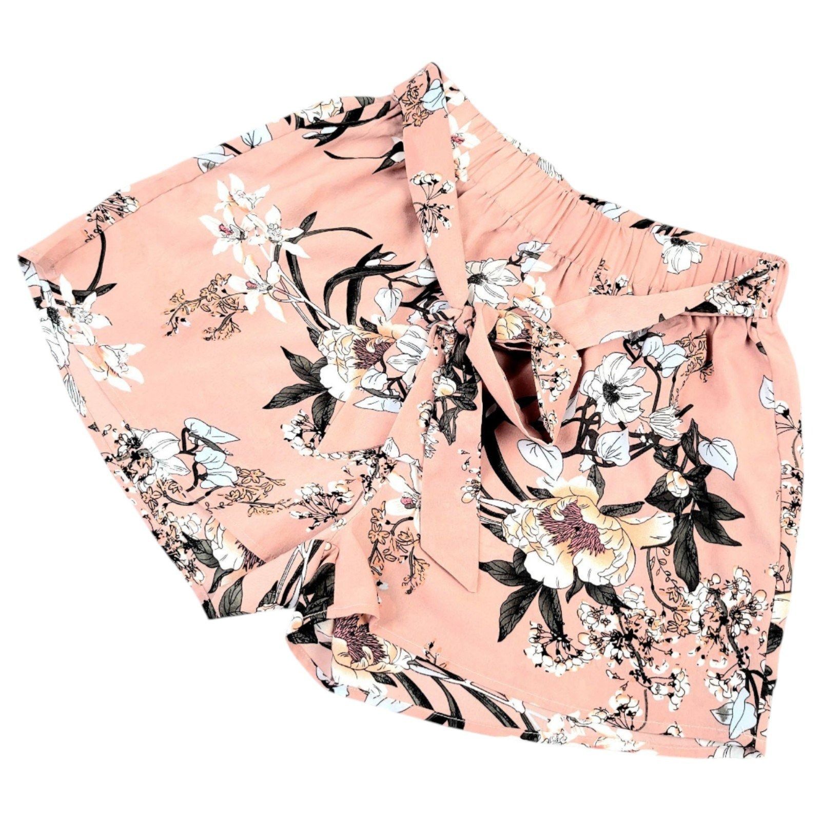 Shein Women's Shein L Floral Belted Paper Bag Shorts - Trendy Muav Size 28" / US 6 / IT 42 - 5 Thumbnail