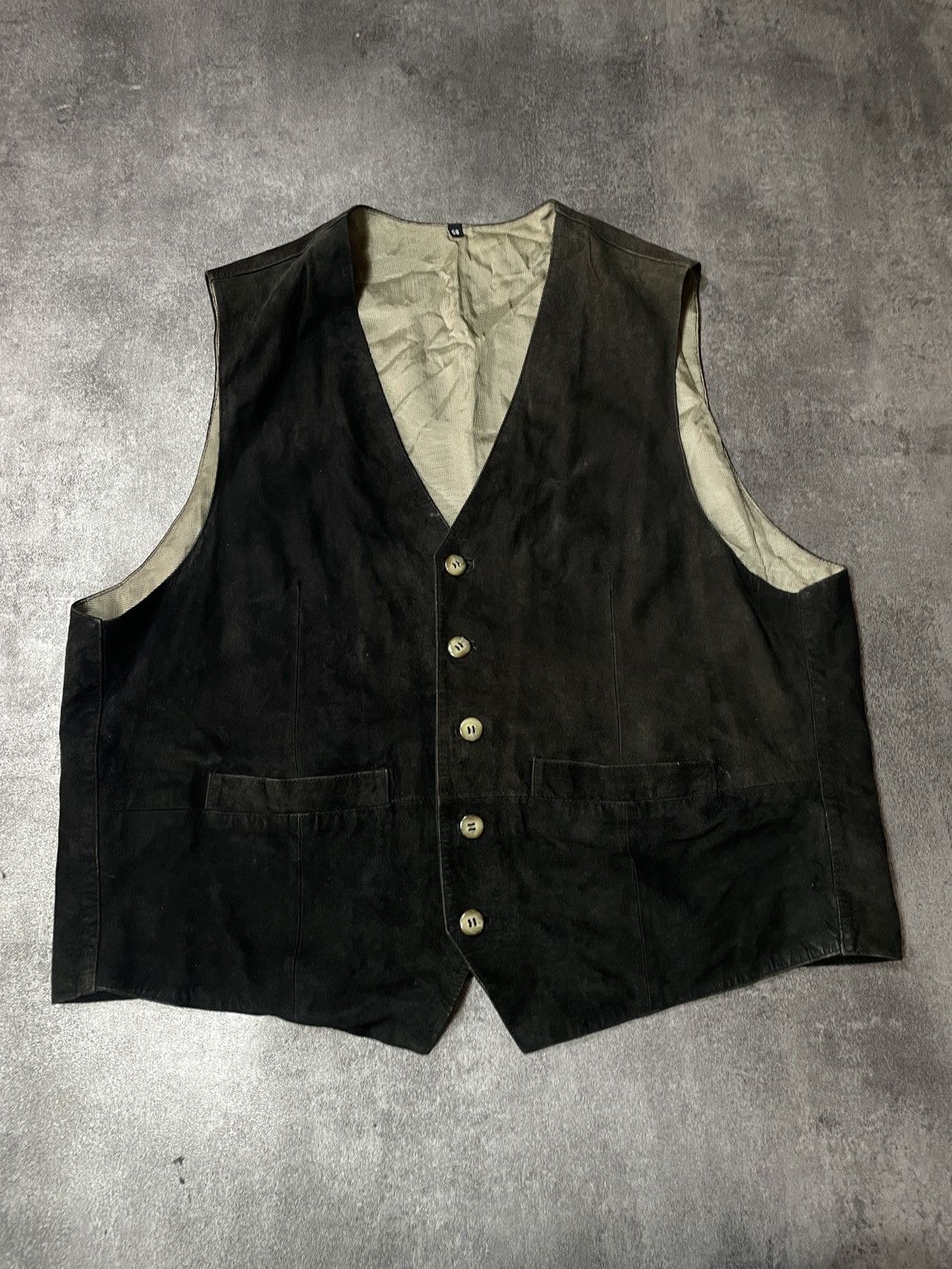 Vintage 🔥Offer🔥Vintage 90s Genuine Real Leather Vest Rare Boxy Fit Size US M / EU 48-50 / 2 - 1 Thumbnail