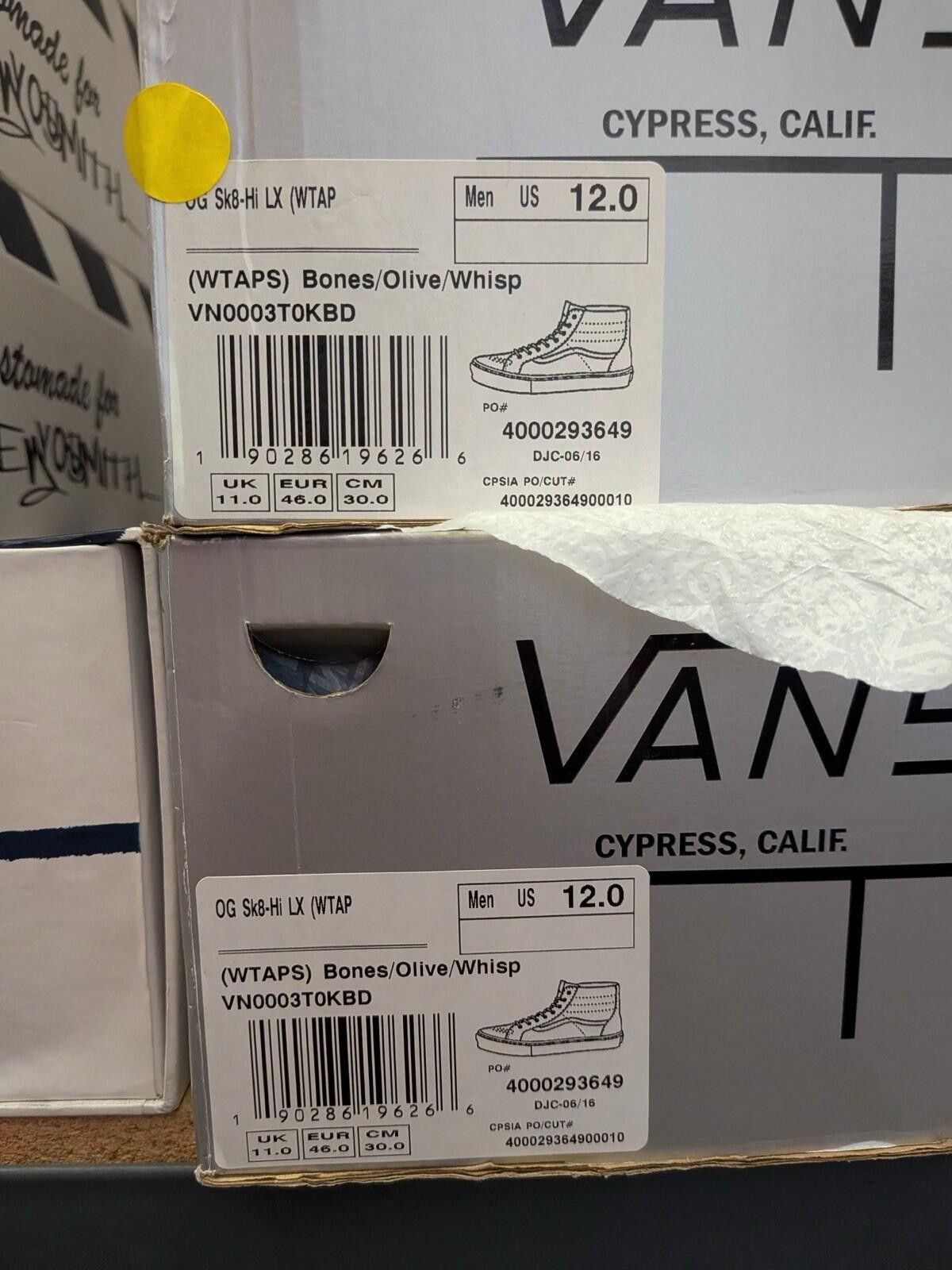 Vans Vans Vault WTAPS OG Sk8-Hi LX Bones Olive Green US12 Size US 12 / EU 45 - 7 Thumbnail