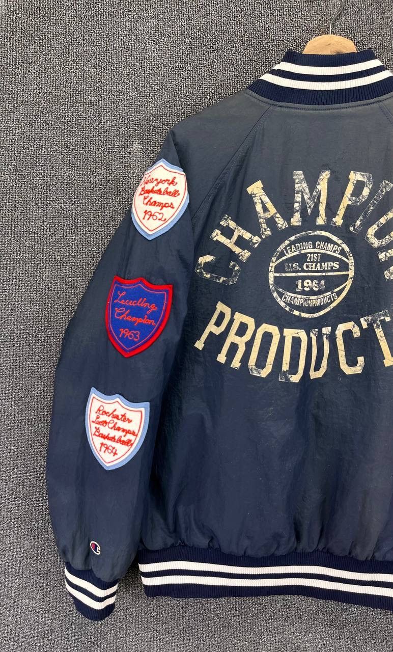 Champion Vintage Champion Rare Patchwork Trashed Varsity Jacket Size US L / EU 52-54 / 3 - 3 Thumbnail