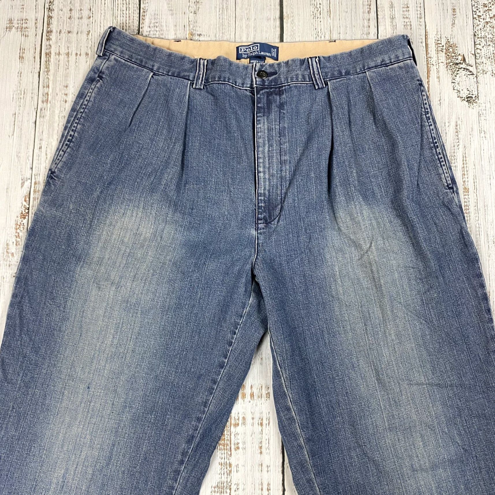 Polo Ralph Lauren VINTAGE Polo Ralph Lauren Men Pants 38 Blue Chambray Andrew Pant High Rise Workwear 90s Size US M / EU 48-50 / 2 - 2 Thumbnail