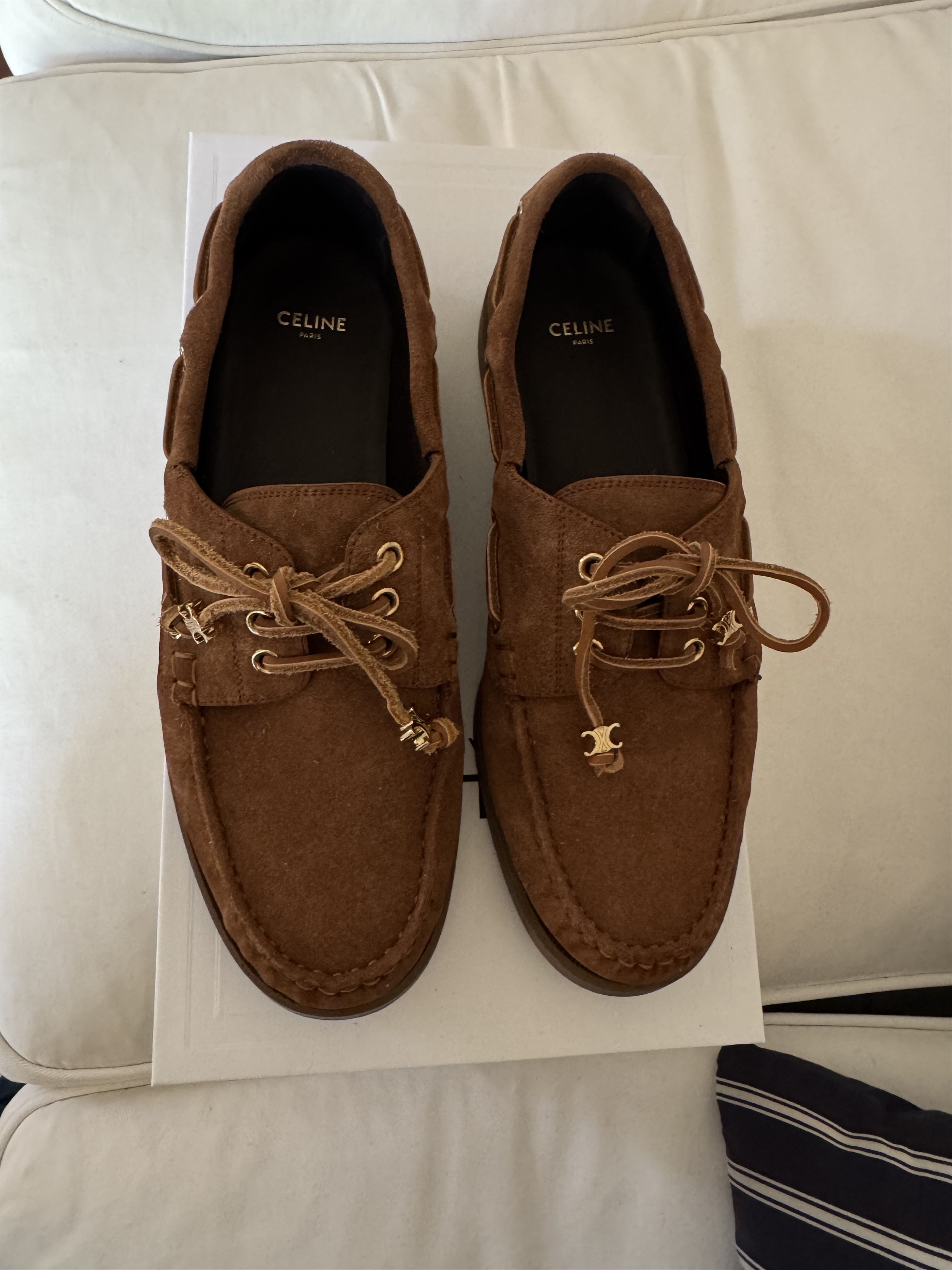 Celine × Hedi Slimane CELINE BATEAU IN SUEDE CALFSKIN | Grailed