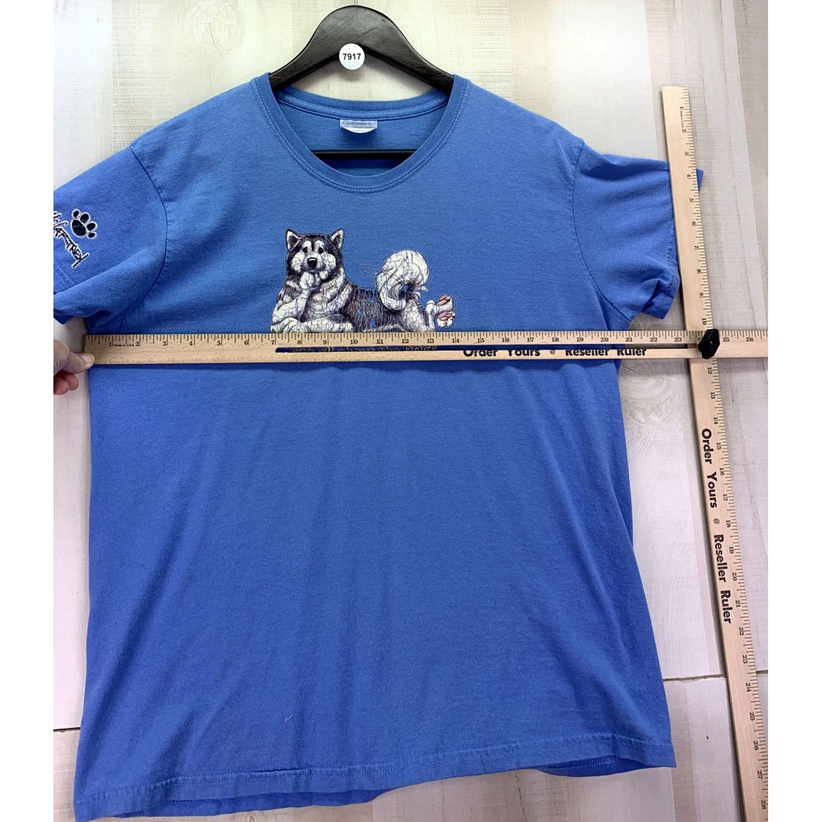 Gildan McCartney 2006 Husky Dog Womens Distressed Graphic Blue Cotton Shirt Size L-7917 Shirt Womens L Blue Graphic Dog Basic T-Shirt Cat? Size L / US 10 / IT 46 - 7 Thumbnail