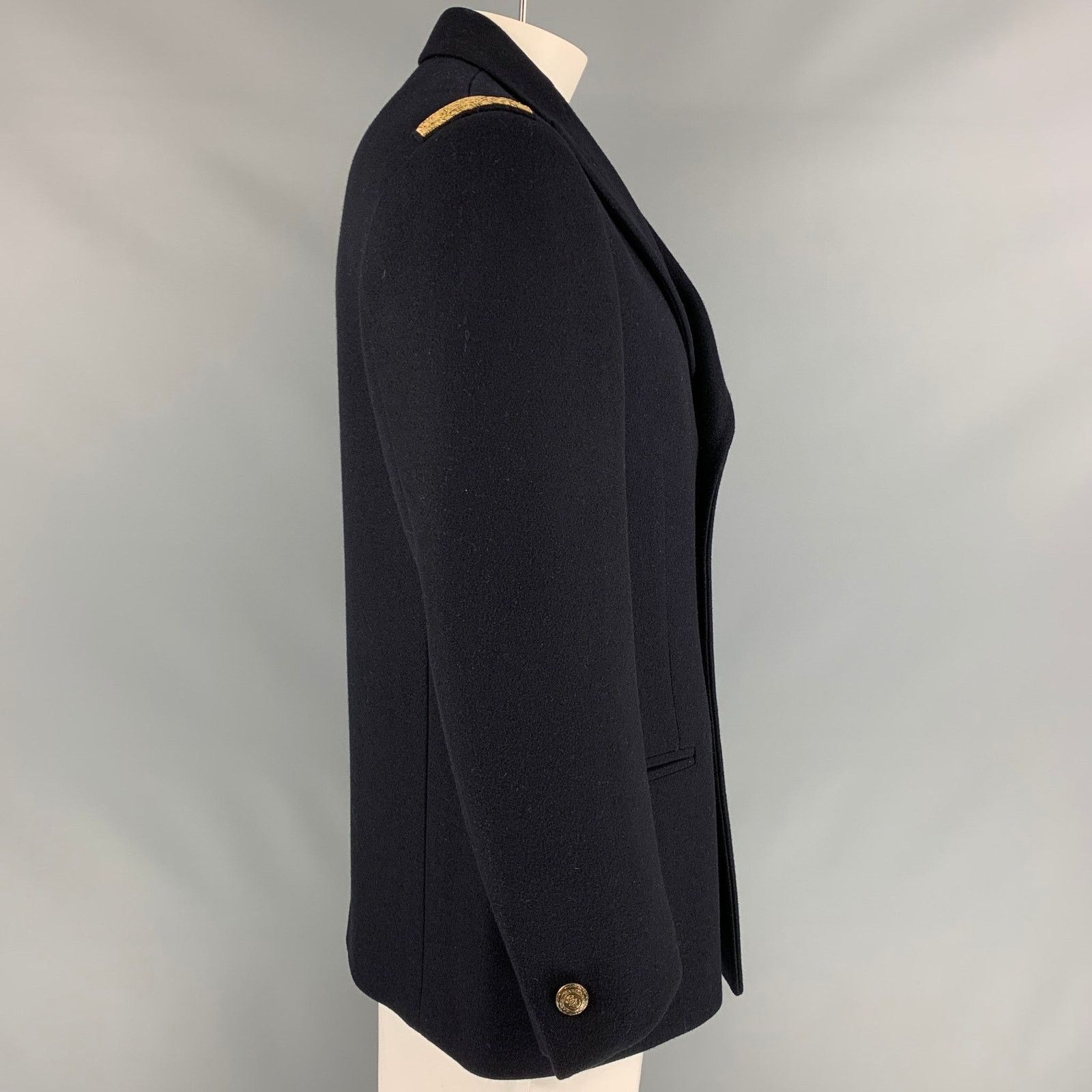 Ralph Lauren Size 42 Black Gold Wool Cashmere Double Breasted Coat Size US L / EU 52-54 / 3 - 3 Thumbnail