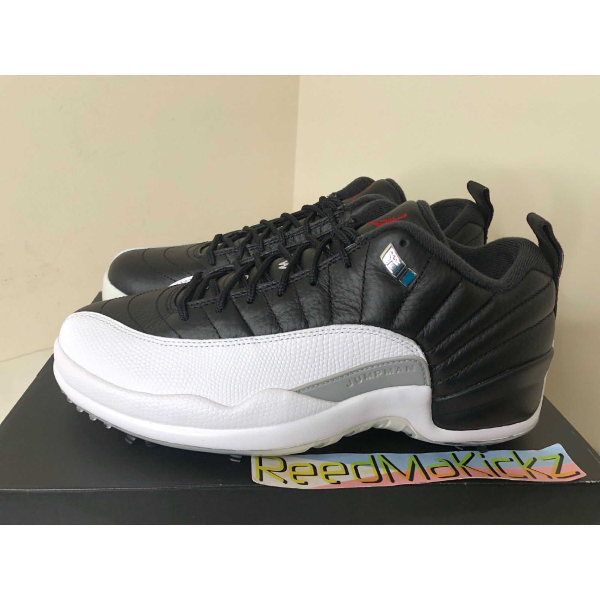 image of Jordan Brand 12 Low Golf Spike Playoffs Mens 9Us Shoes in Black White