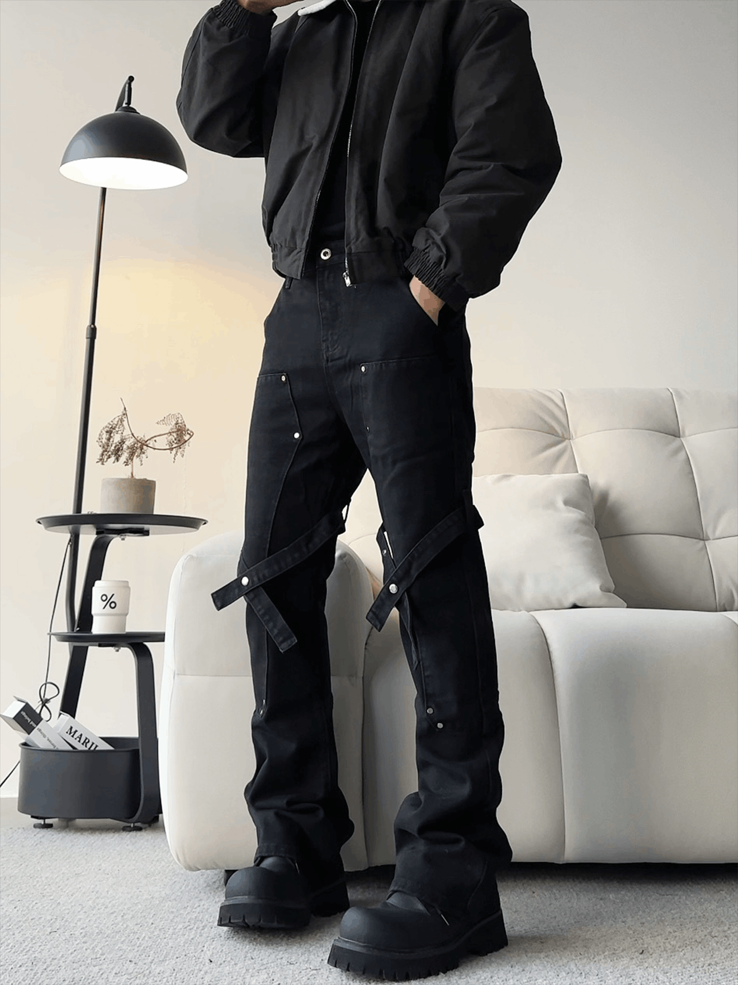 Black Skinny Stacked Flare Jeans