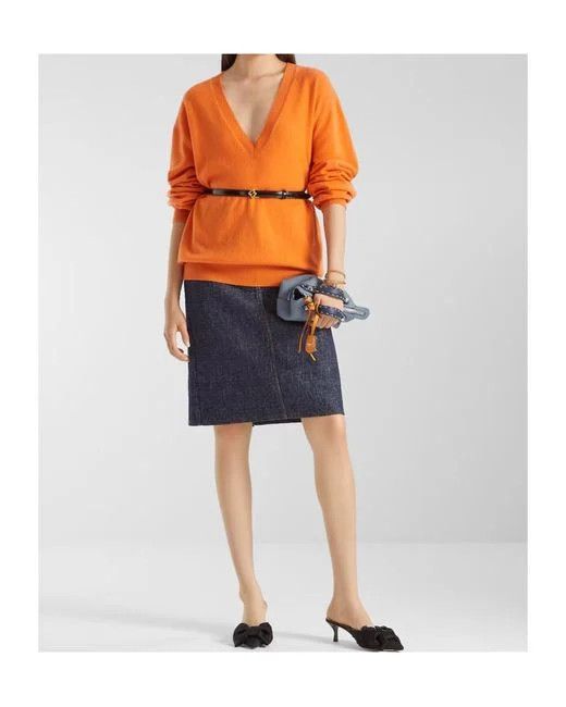 Fendi os11x0526 V-neck Sweater in Orange Size M / US 6-8 / IT 42-44 - 4 Thumbnail