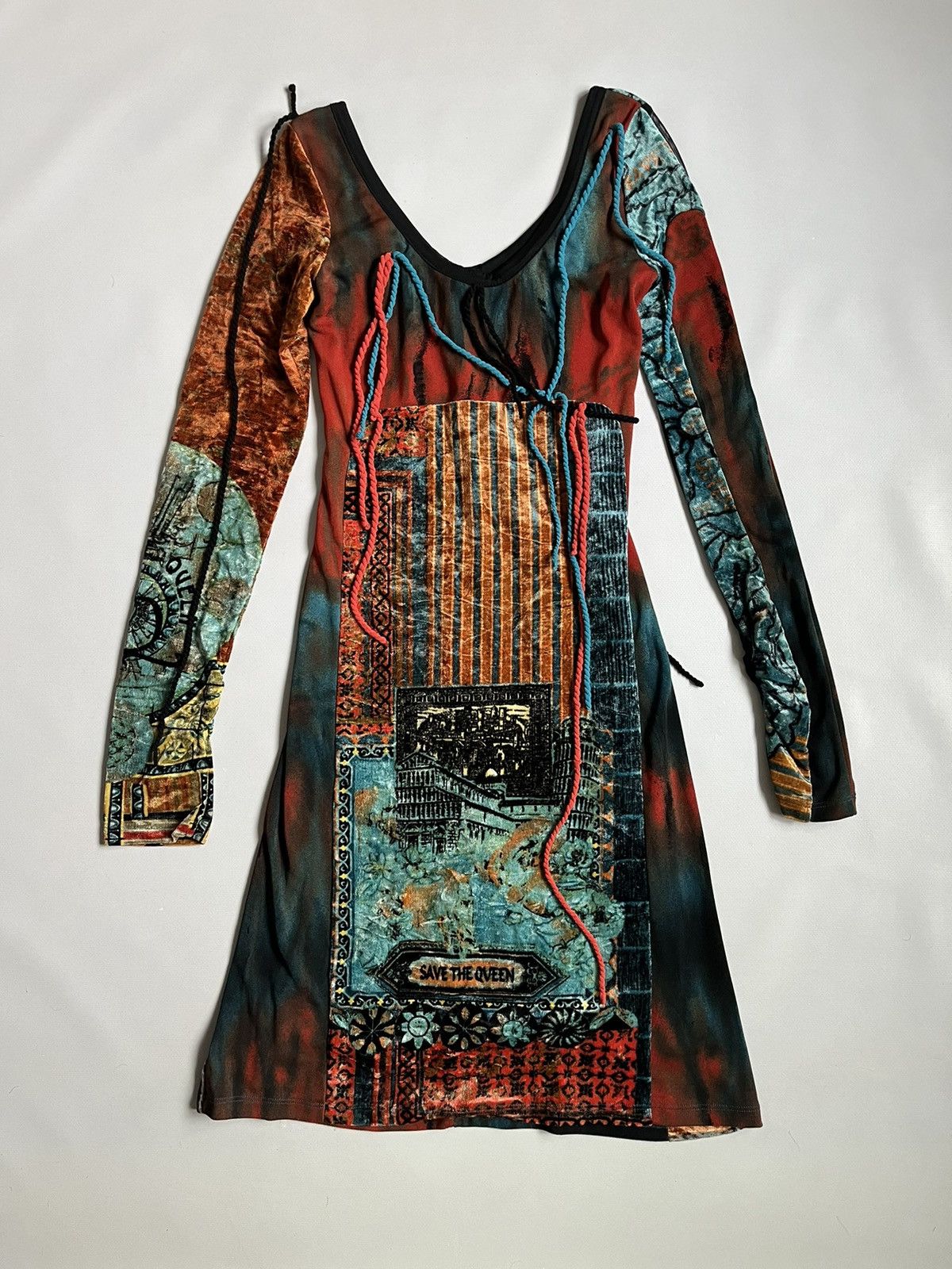 Jean Paul Gaultier Save The Queen Asymmetrical Mesh Polyamide Multicolor Dress Size S / US 4 / IT 40 - 1 Thumbnail