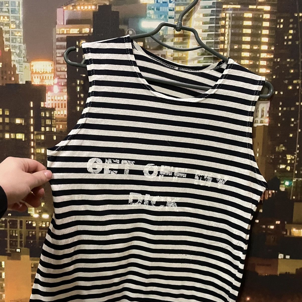 Band Tees VINTAGE 90S STRIPE TEE GET OFF MY DICK PENIS FUNNY PORNO Size US M / EU 48-50 / 2 - 3 Thumbnail