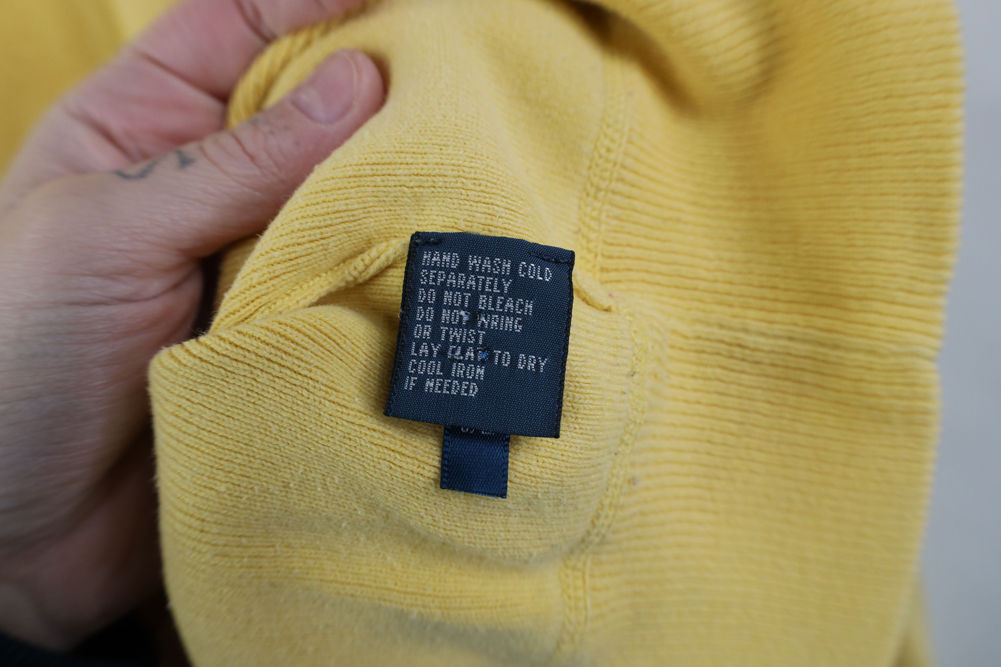 Ralph Lauren Vintage 90s Ralph Lauren Cotton Ribbed Knit Sweater Yellow Size US L / EU 52-54 / 3 - 9 Thumbnail
