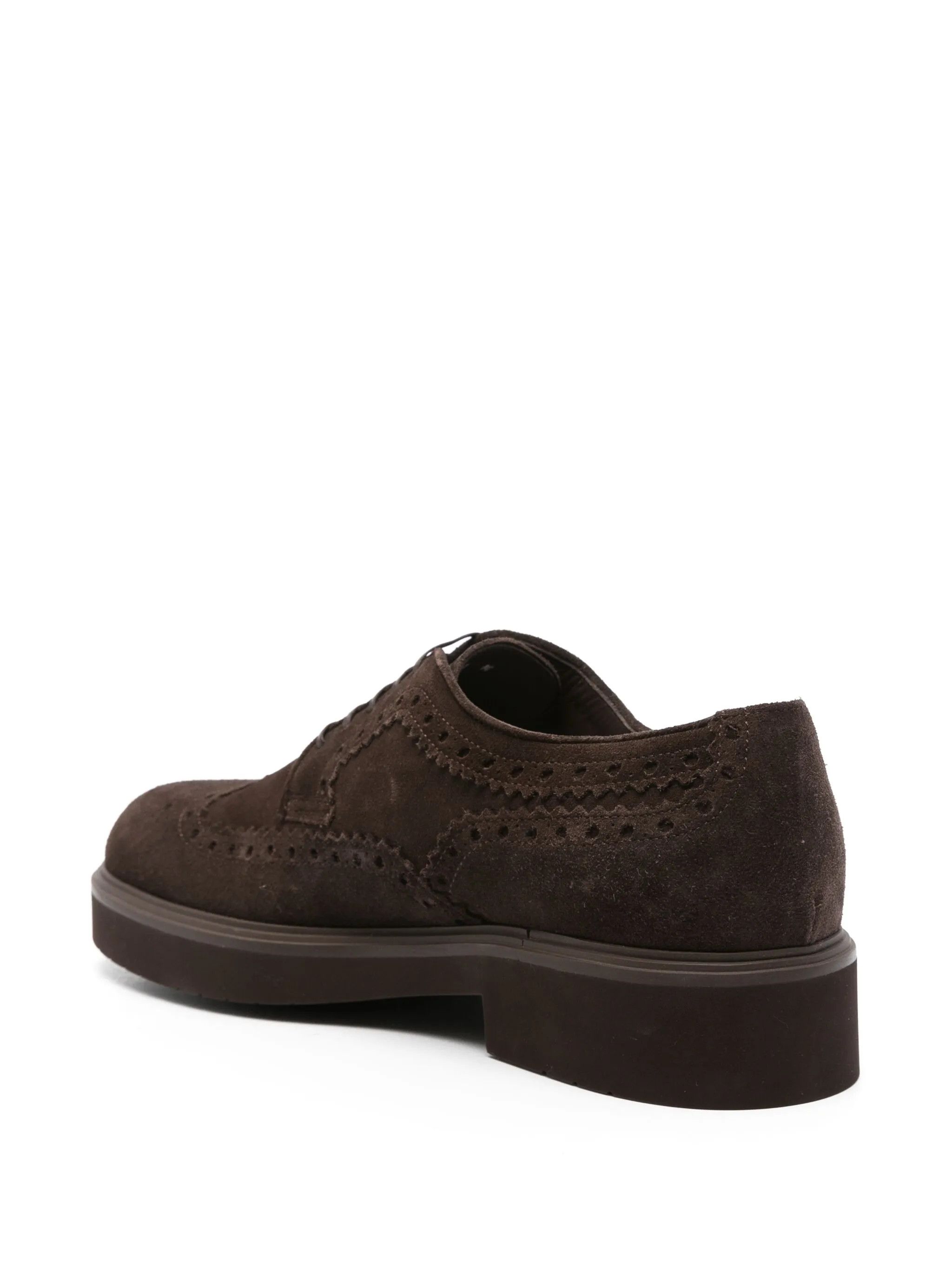 Salvatore Ferragamo o1s1rm0126 Perforated Detailing Derby Shoes in Coffee Brown Size US 12 / EU 45 - 3 Thumbnail