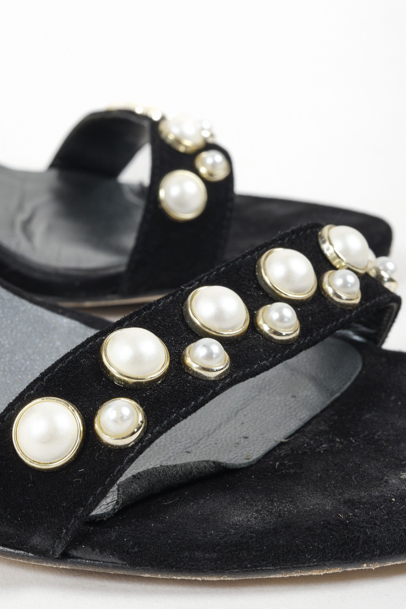 Stuart Weitzman Stuart Weitzman Black Pearl Studded Open-Toe Heeled Sandals Size US 9.5 / IT 39.5 - 7 Thumbnail