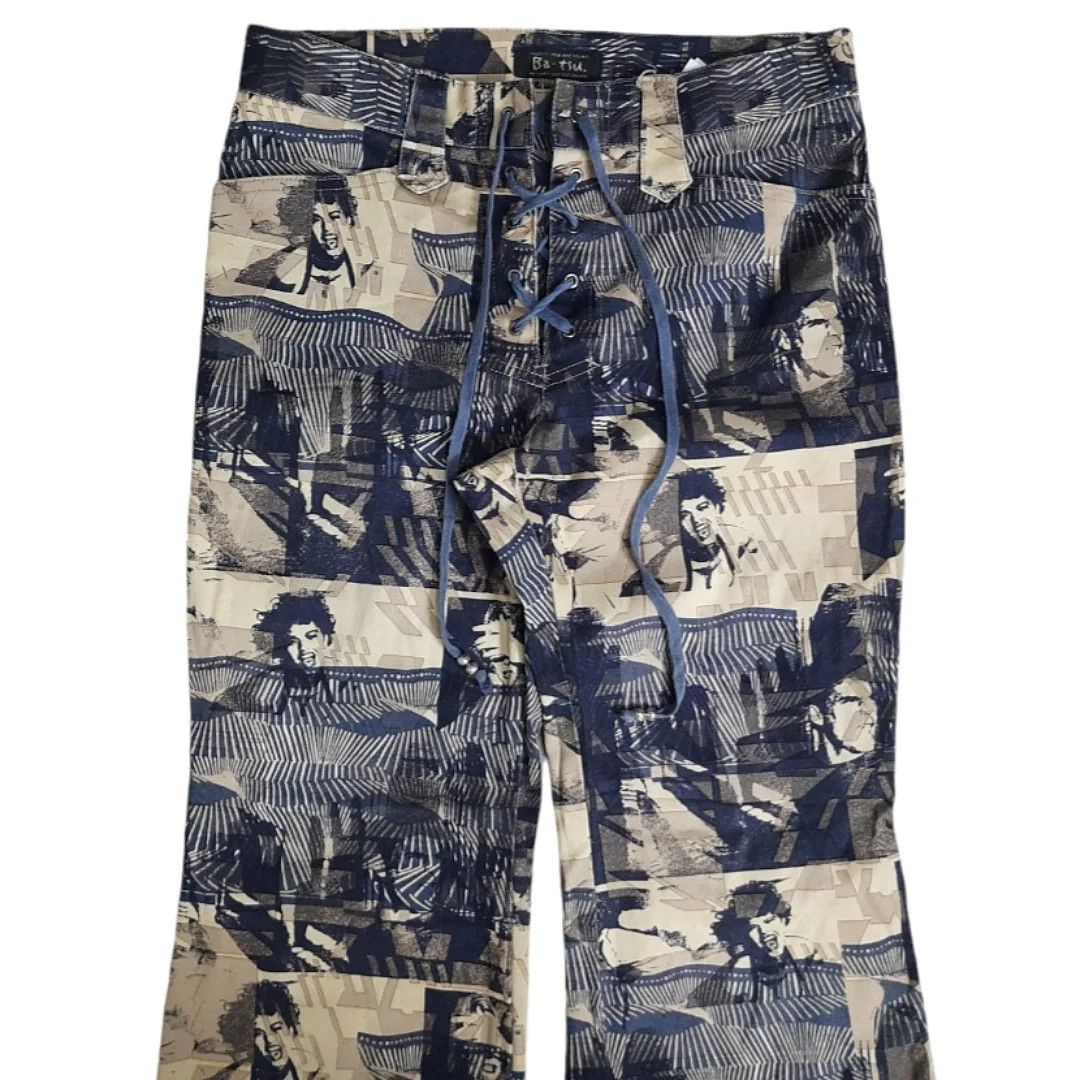 Hysteric Glamour × Le Grande Bleu (L.G.B.) × Tornado Mart Ba Tsu Over Print Flare Pants Size US 29 - 2 Thumbnail