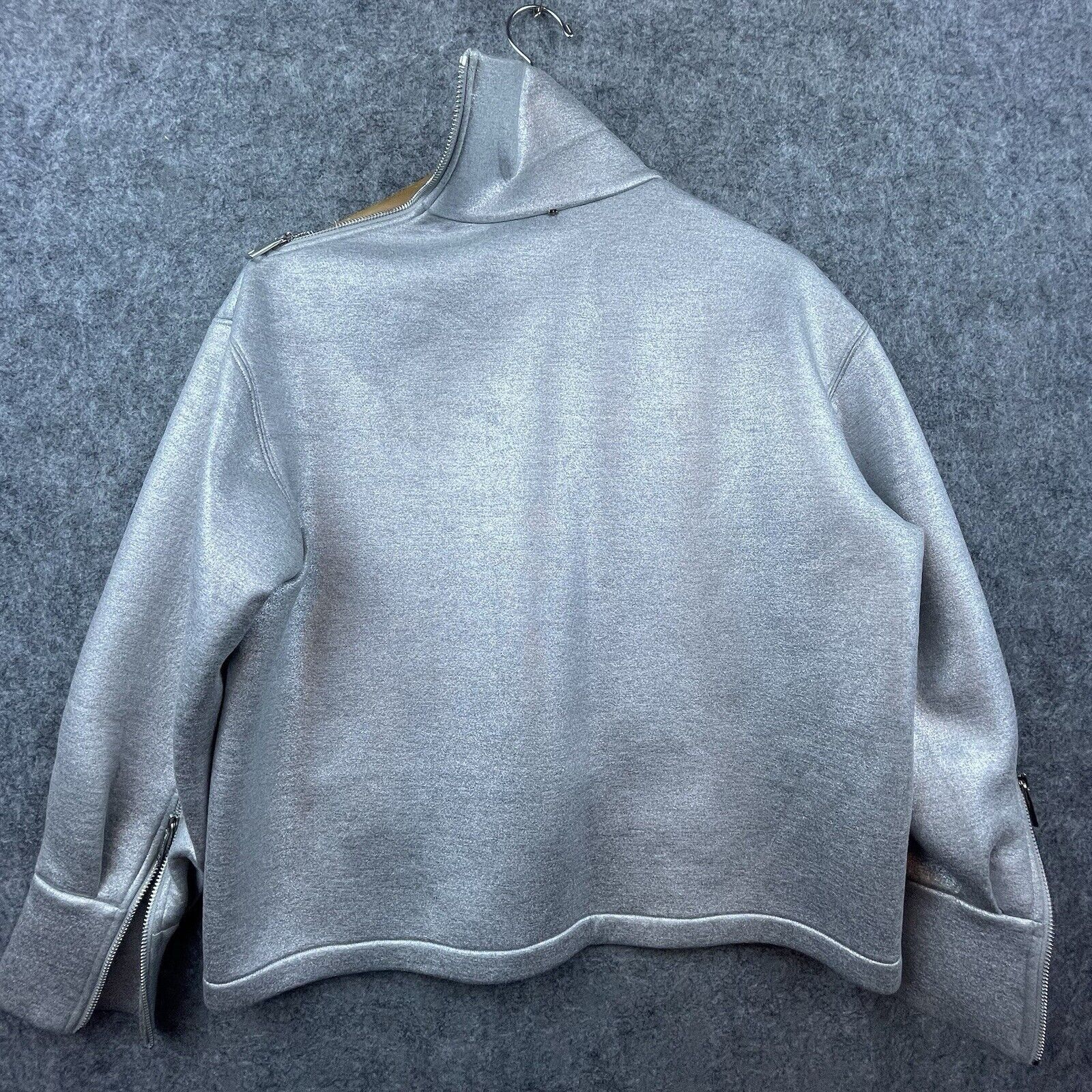 Sportmax Sportmax Sweatshirt Small Silver Cropped Futuristic Metallic Size S / US 4 / IT 40 - 2 Thumbnail