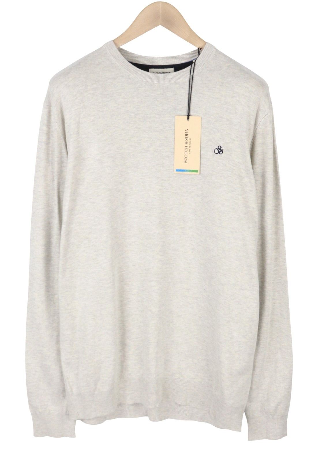 Scotch & Soda 2XL Grey Melange Embroidered Knit Jumper 88571 Size US XXL / EU 58 / 5 - 1 Thumbnail