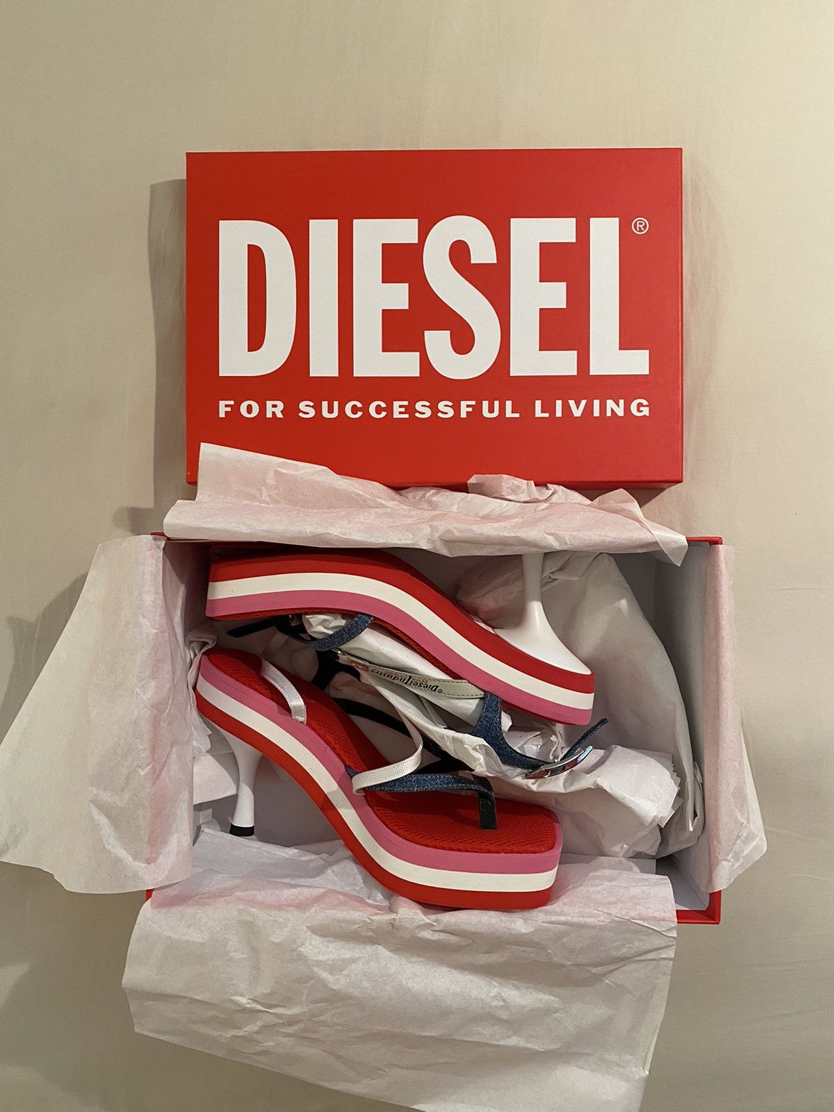 image of Diesel D-Haway Sandals in Red, Women's (Size 8)