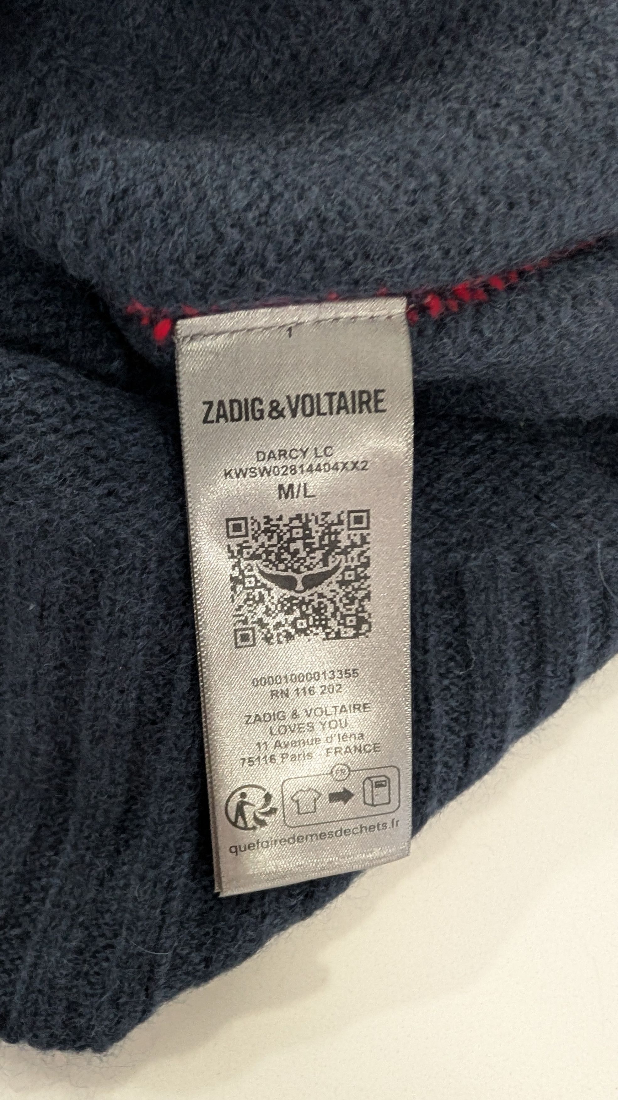 Zadig & Voltaire ZADIG & VOLTAIRE Darcy Wool Cashmere Vest Navy Red M/L Size M / US 6-8 / IT 42-44 - 8 Thumbnail
