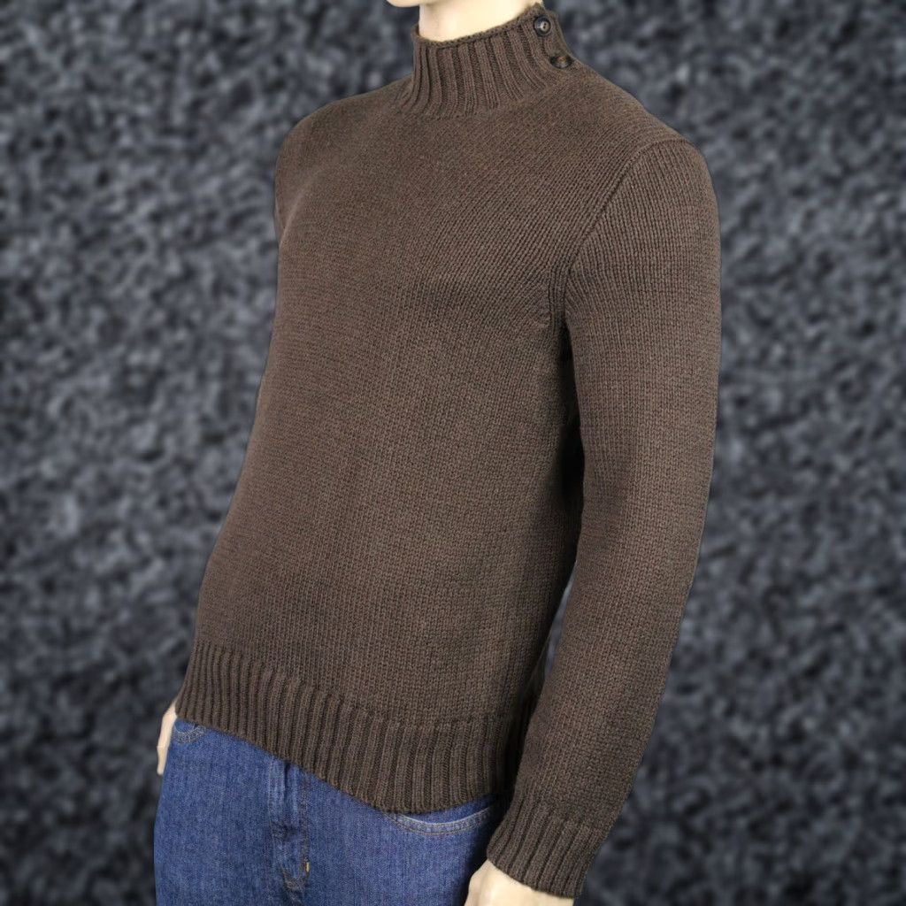 Polo Ralph Lauren Polo Ralph Lauren Large L Brown Mock Neck Buttoned Sweater NWT Size US L / EU 52-54 / 3 - 1 Preview
