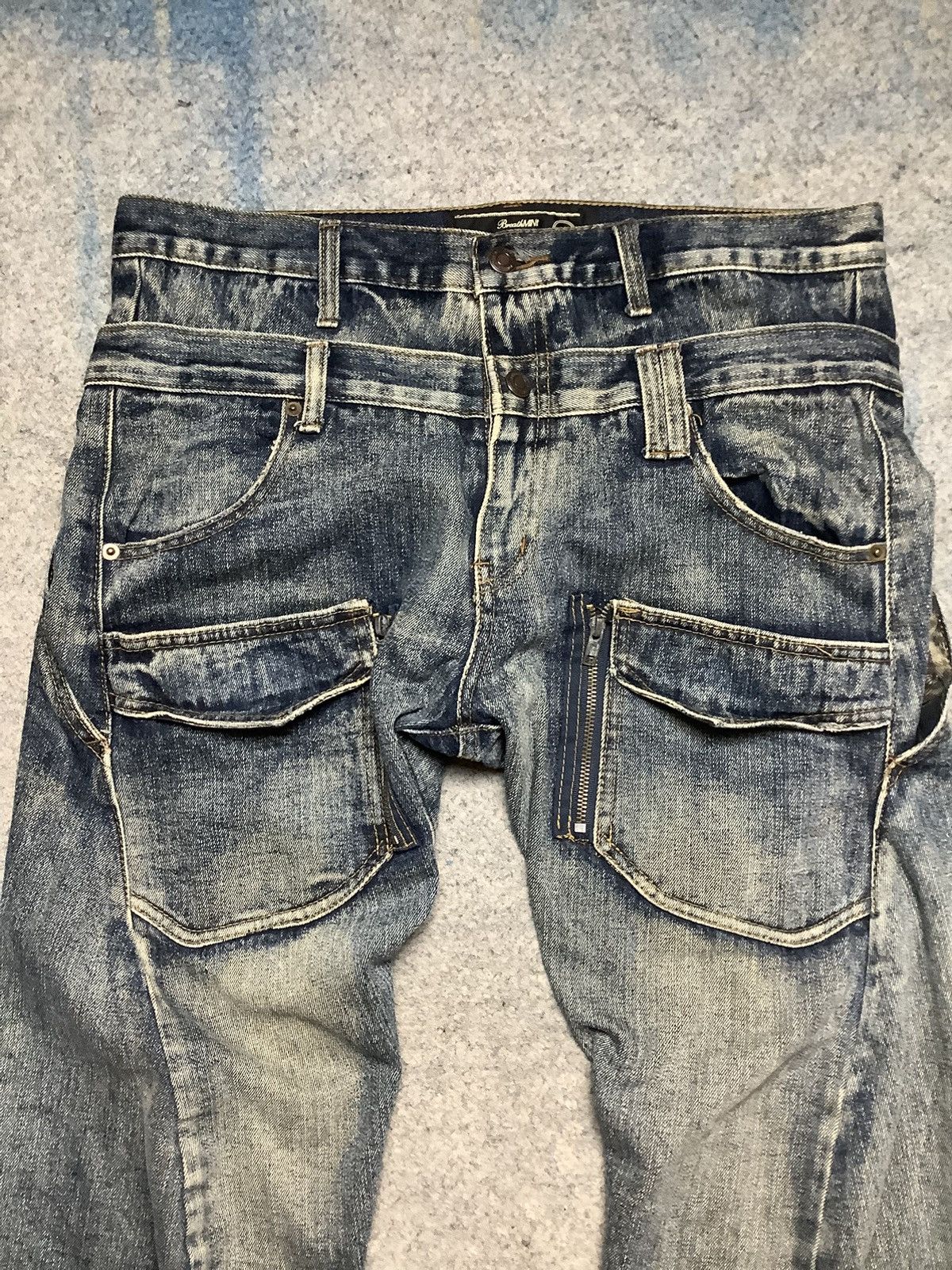 If Six Was Nine × KMRii × PPFM Vintage Y2K Breath Mint Double Waist Spiral Cut Denim Jeans Size US 35 - 2 Thumbnail